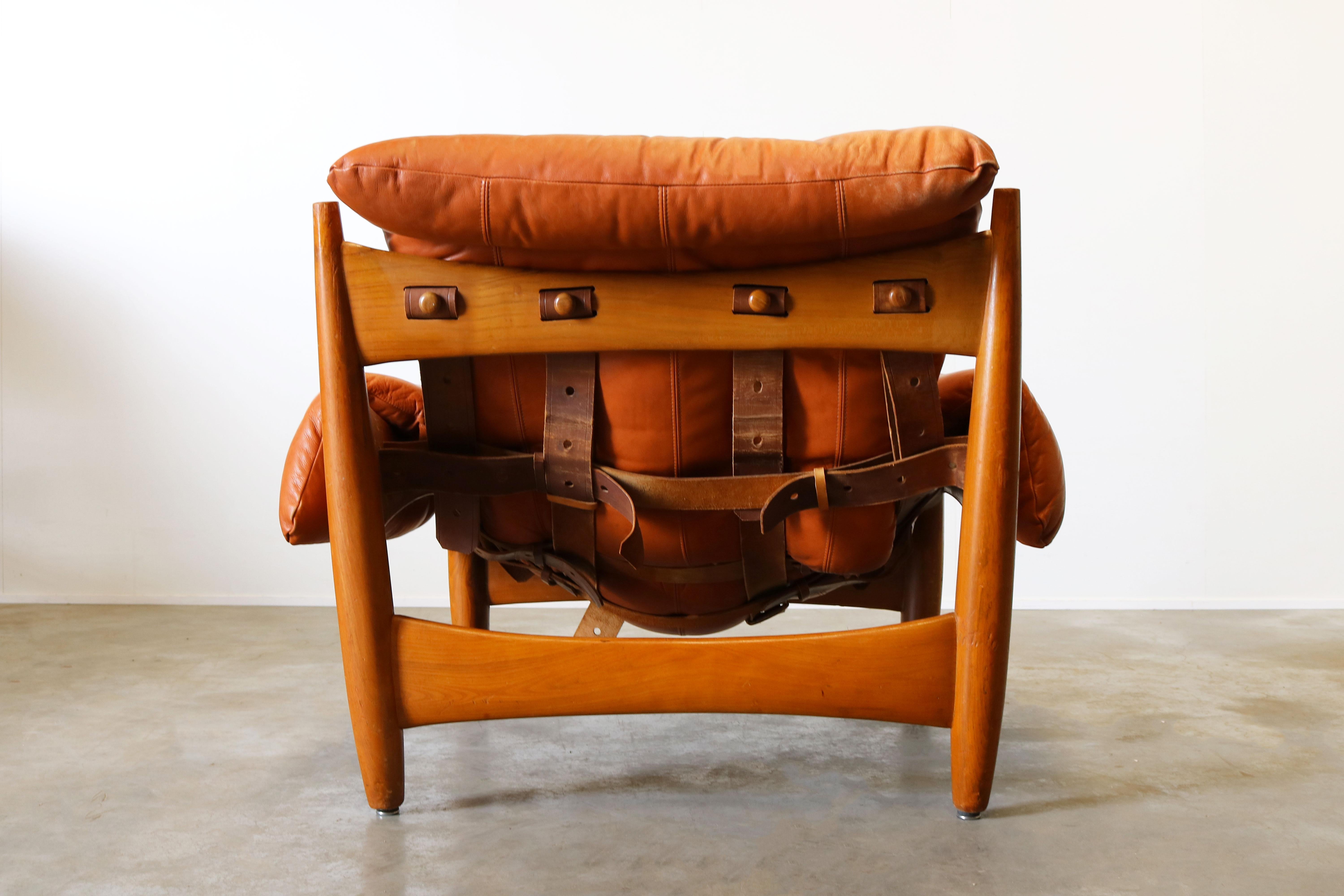 Original Sheriff Lounge Chair by Sergio Rodrigues ISA Italy 1962 Cognac Leather In Good Condition In Ijzendijke, NL