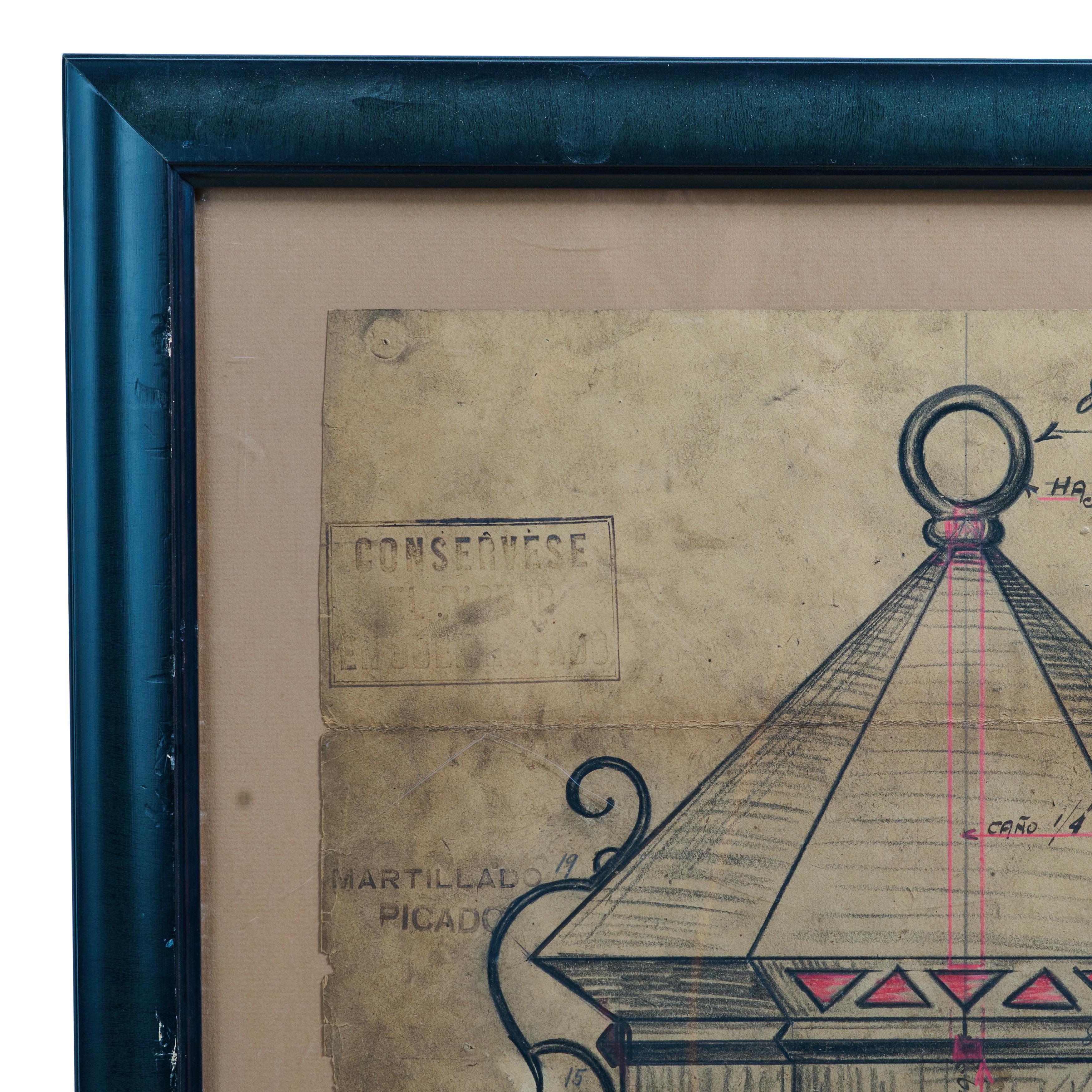 Argentine Original Shop Drawing from the Estate of Jose Thenee For Sale
