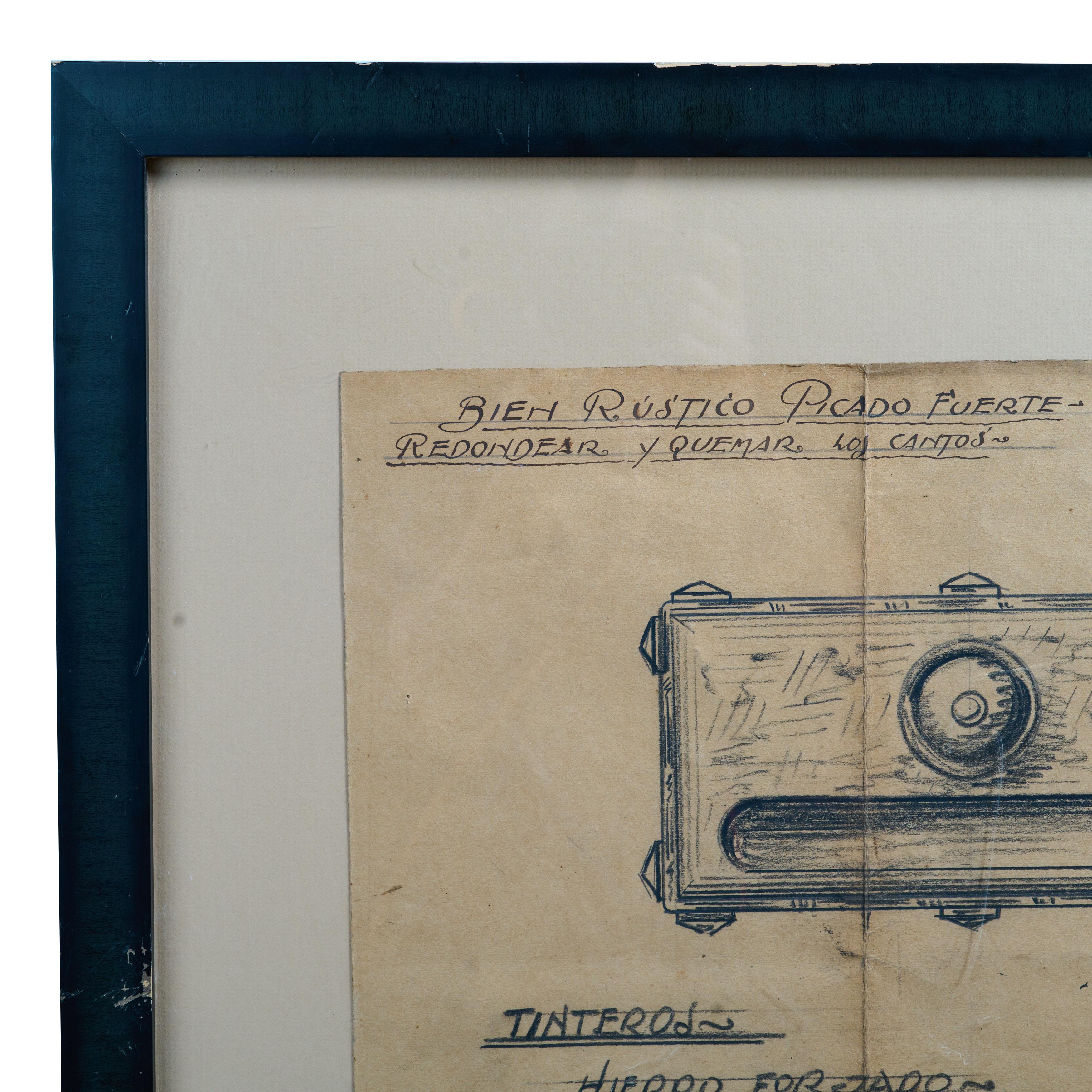 Argentine Original Shop Drawing from the Estate of Jose Thenee  For Sale