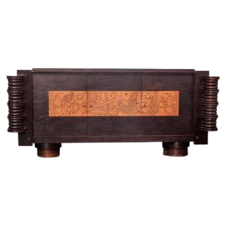 Credenza originale in stile Dudouyt o Chaleyssin, circa 1950