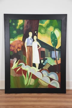 Original Signe Grushovenko signed oil painting of couple
