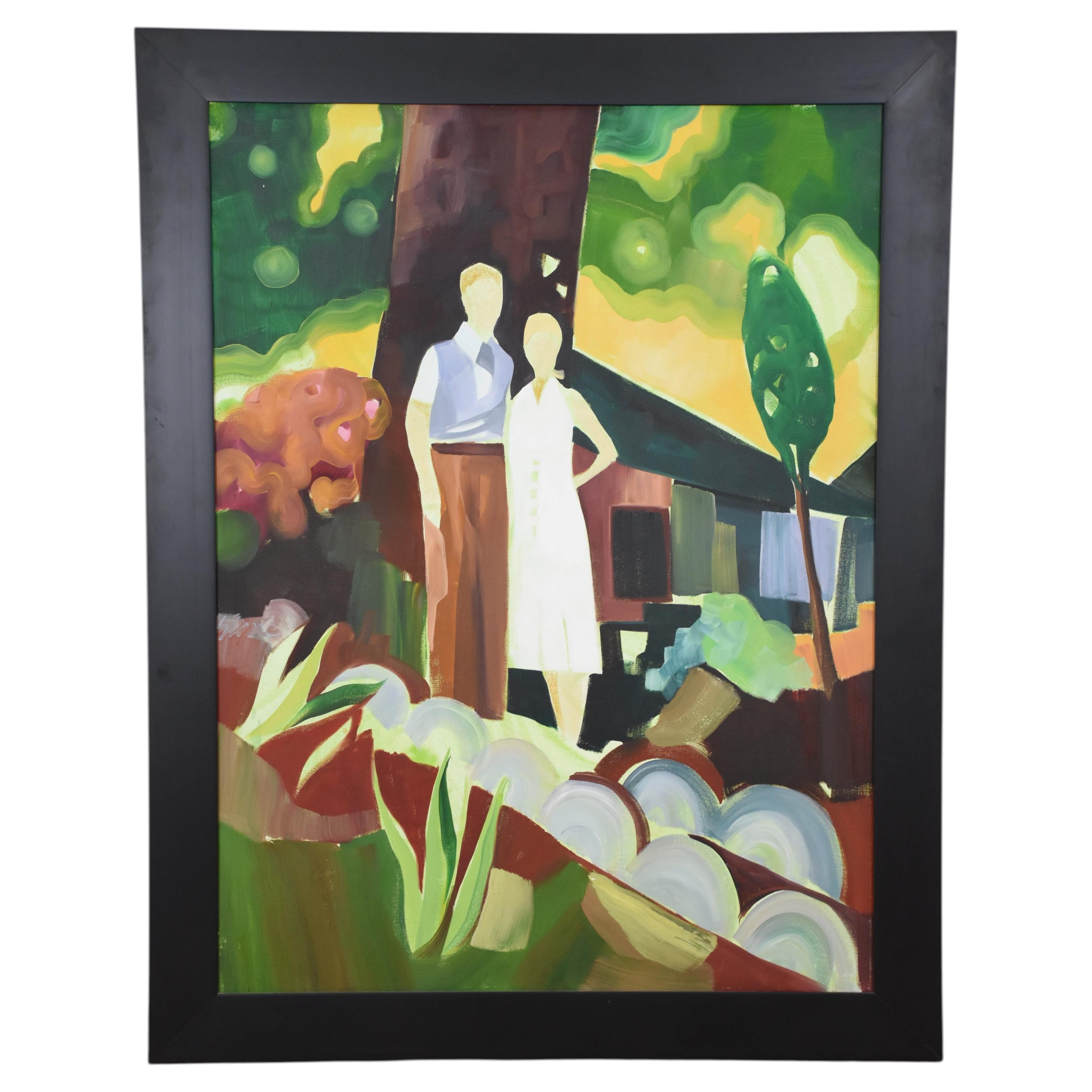 Original Signe Grushovenko signed oil painting of couple
