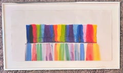 Original signiert 47" Tom Graboski "Long Patch Regenbogen" Aquarellpapier Skulptur