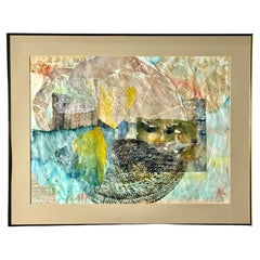 Original Signed Abstract Mixed Media Watercolor Painting Collage by Martha Chase