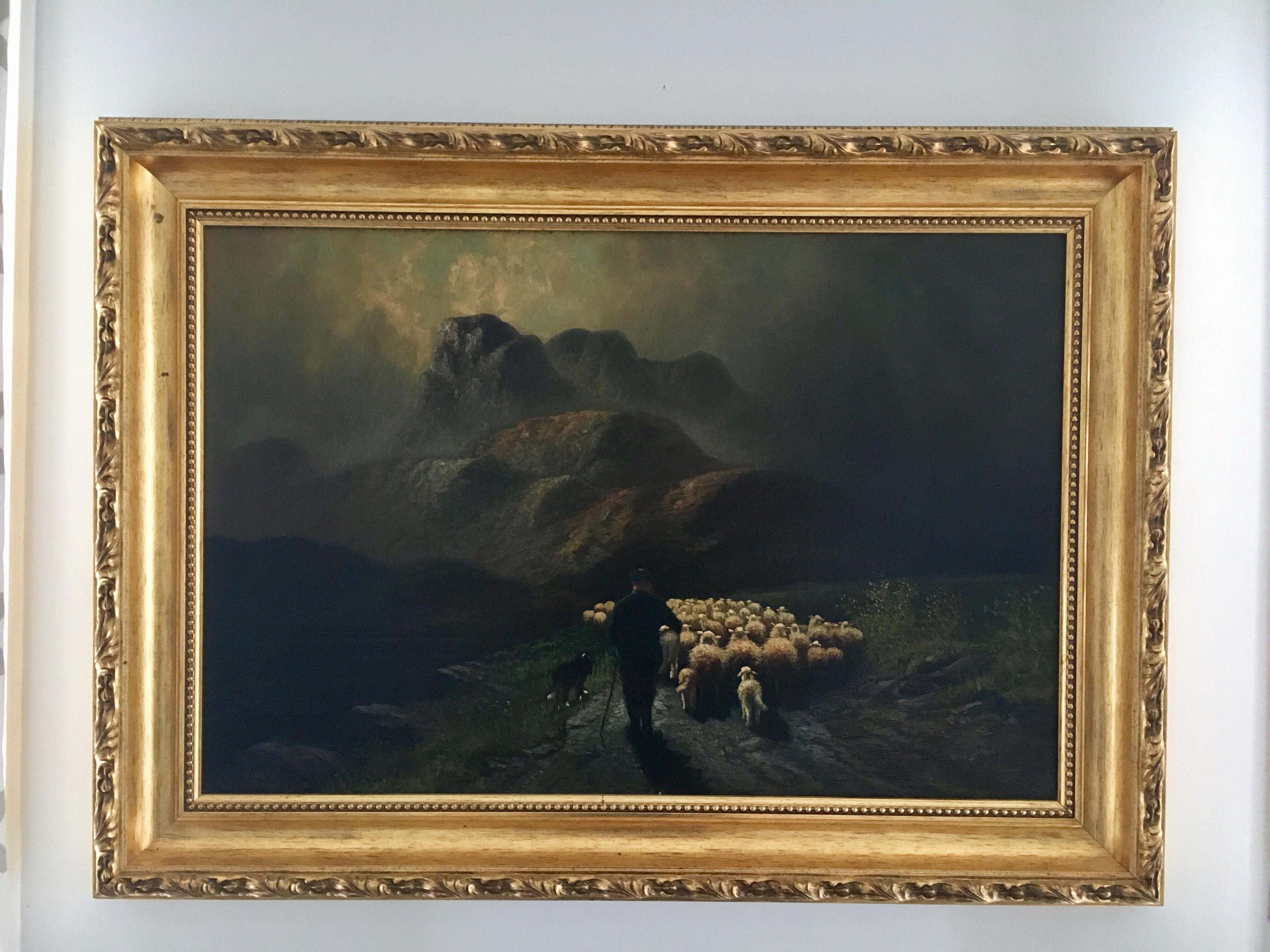 Signed original oil on canvas in heavy gilt frame. Stunning detail. Artist name is hard to make out but looks like 