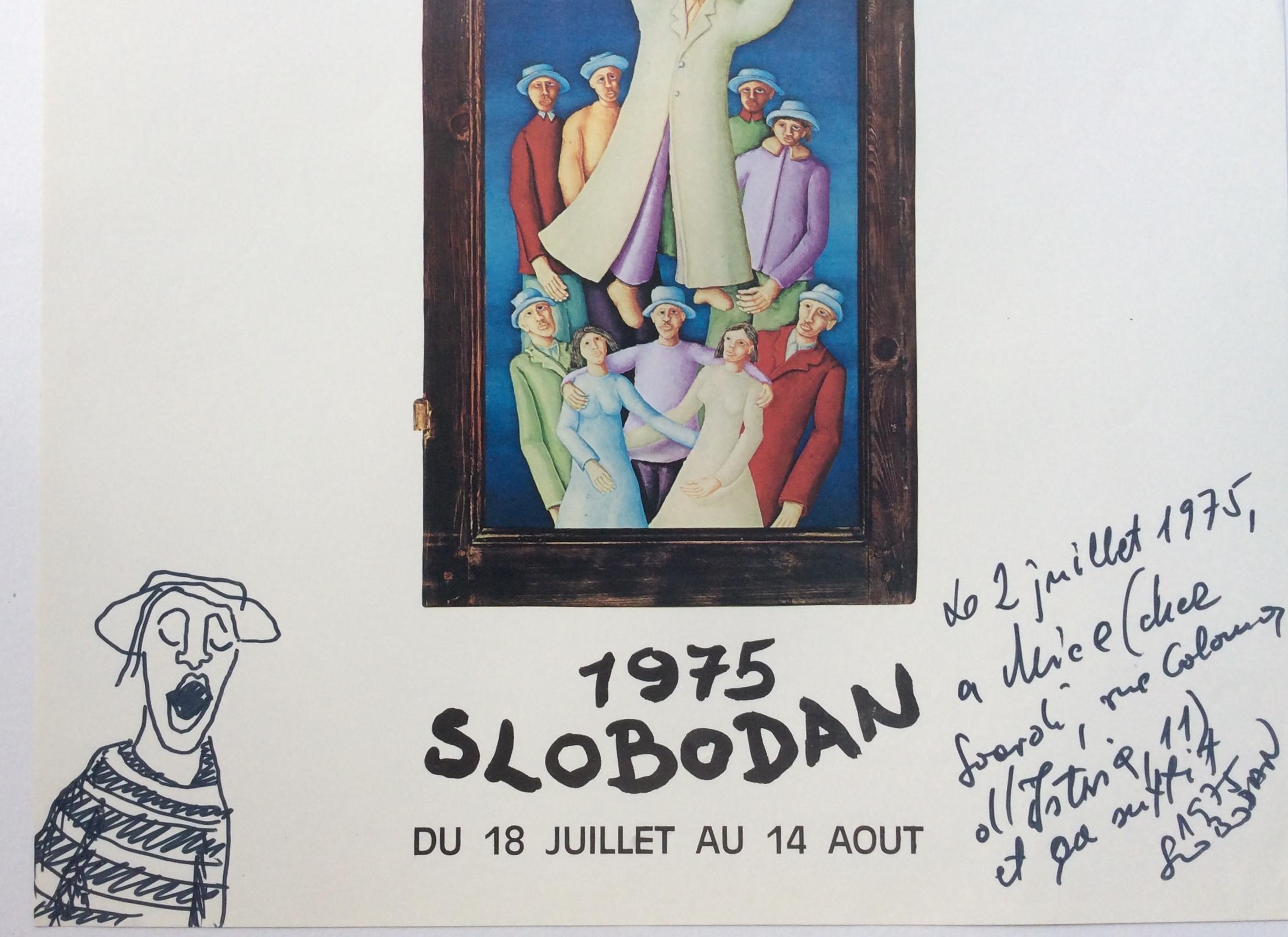 Mid-Century Modern Affiche d'origine d'exposition d'art signée de l'artiste Ivicevic Slobodan, 1975 en vente
