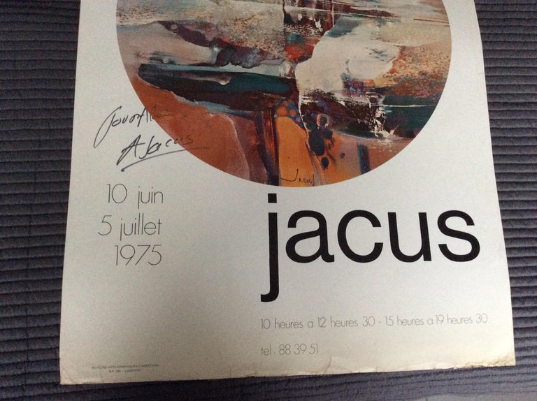 Mid-Century Modern Original Midcentury Abstract Art Poster Signed by the Artist, Jacus For Sale