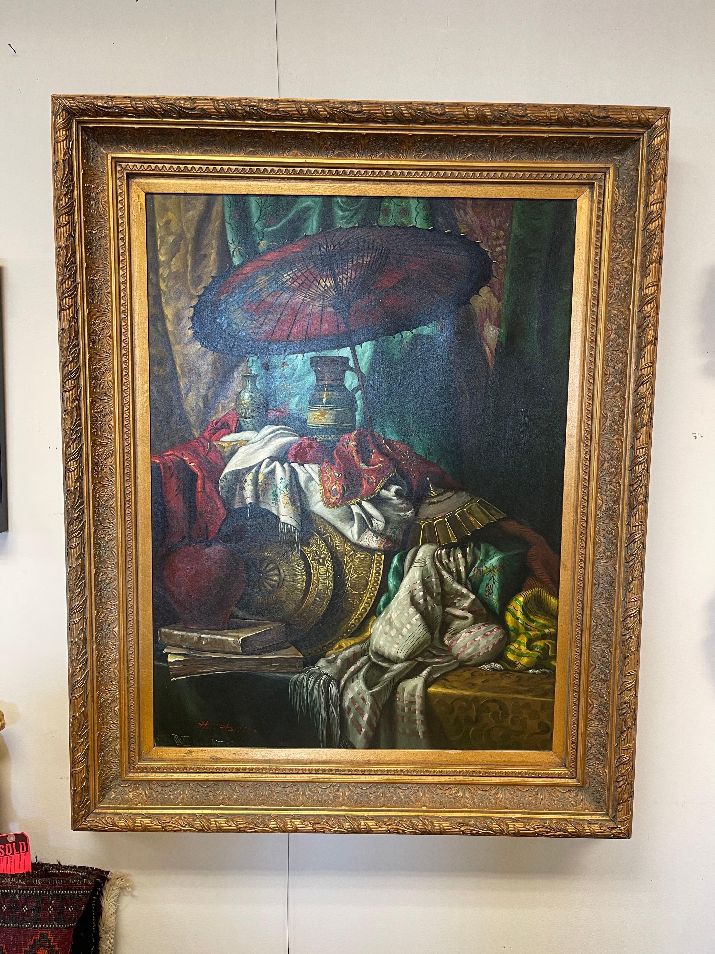 Original signiertes Bric-a-Brac-Stillleben, Ölgemälde, Ode an George Henry Hall, Original im Angebot 12