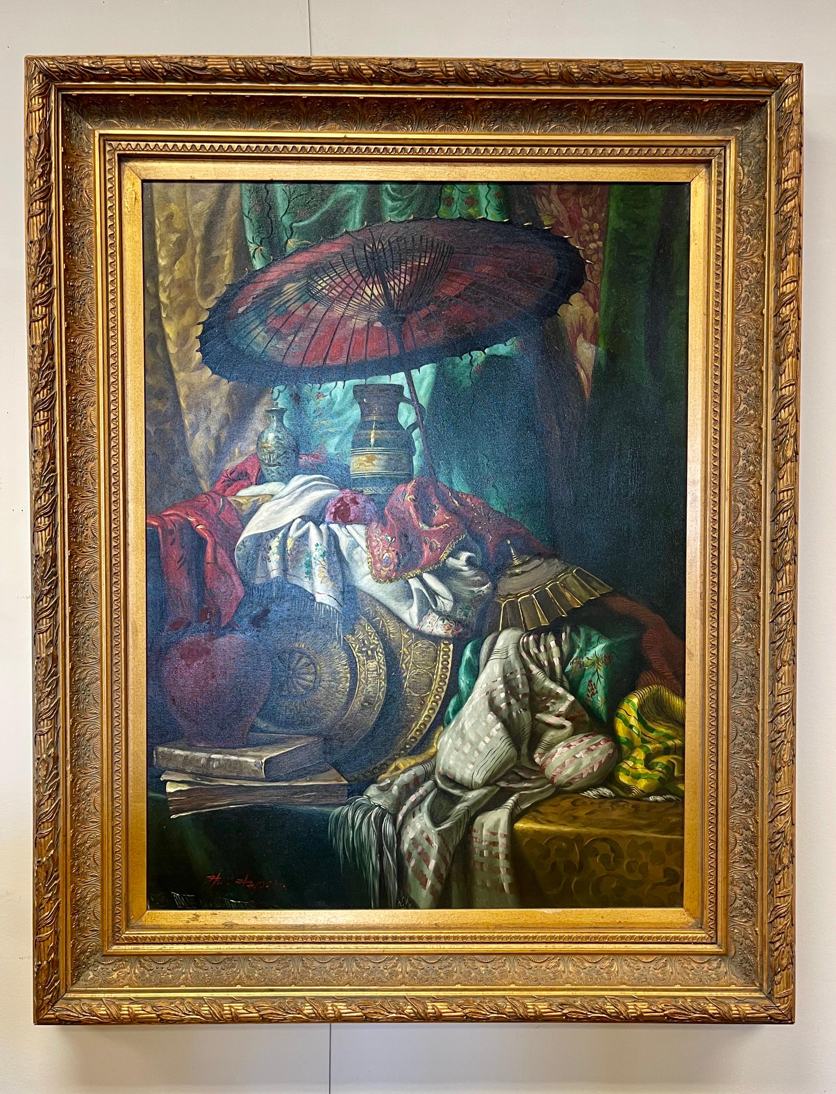  Original Signed Bric-a-Brac Still Life Oil Painting Ode to George Henry Hall For Sale 13