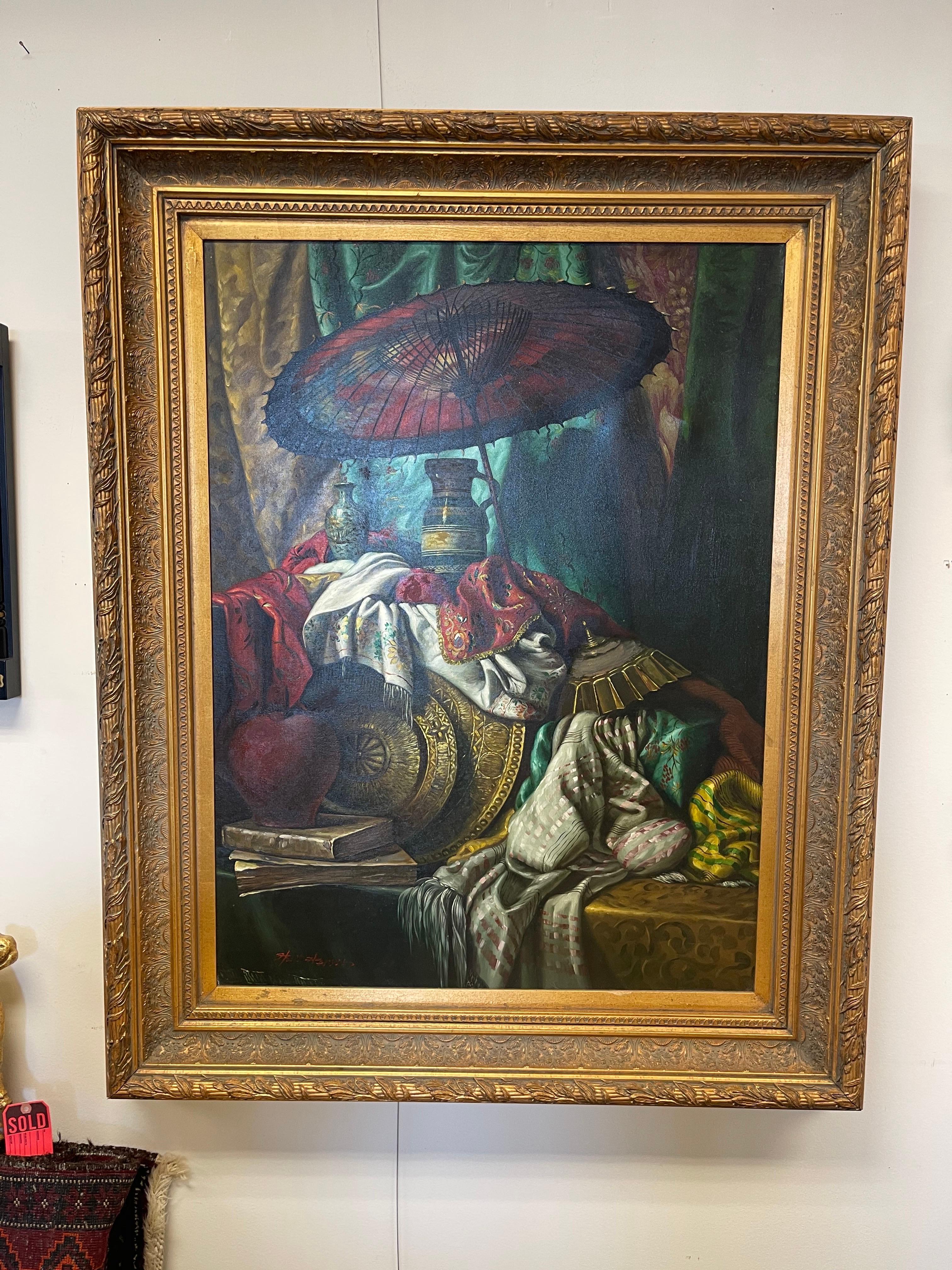  Original Signed Bric-a-Brac Still Life Oil Painting Ode to George Henry Hall For Sale 3