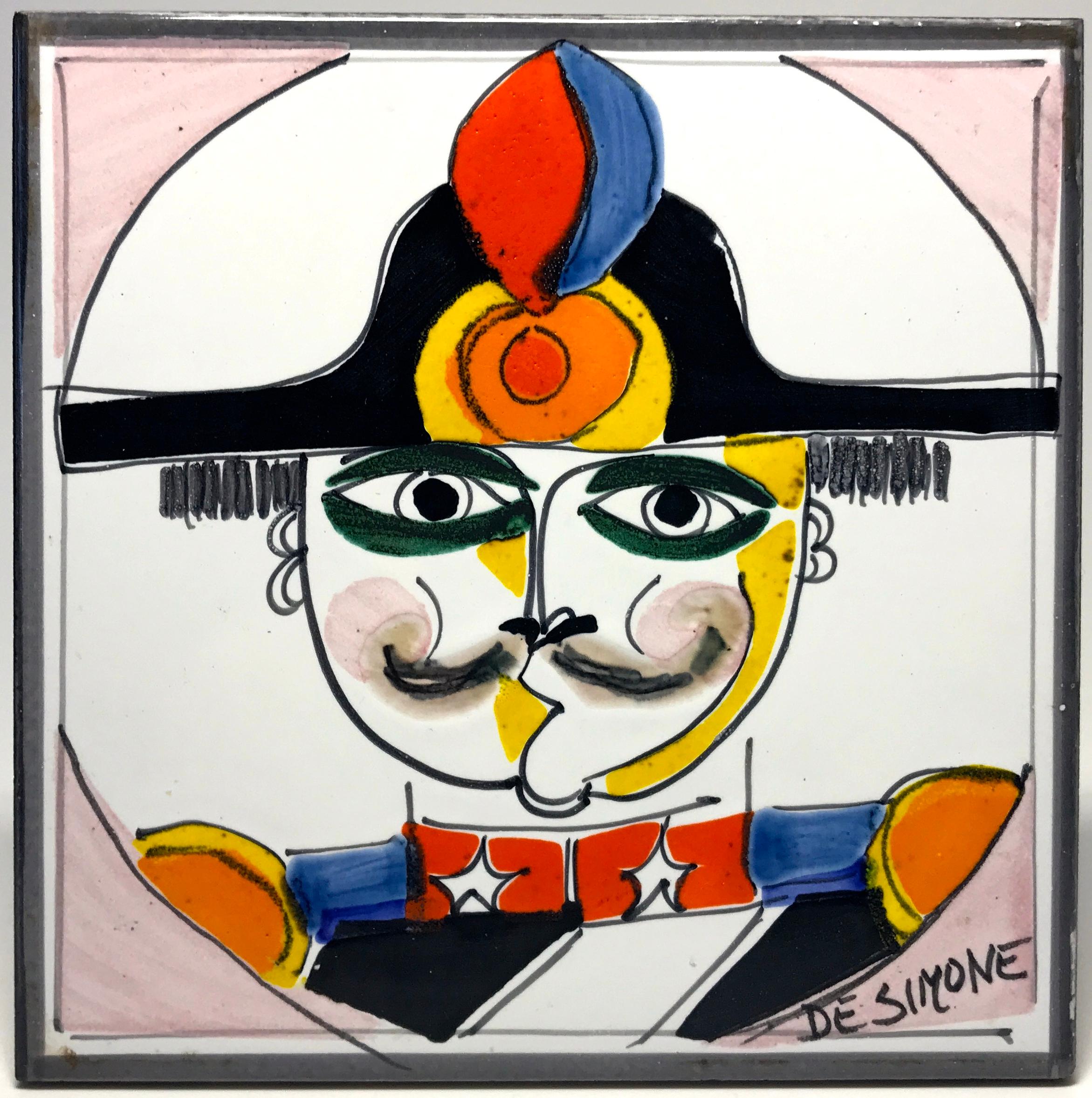 Italian Original Signed by Giovanni DeSimone, Italy, Hand Painted Soldier Ceramic Tile