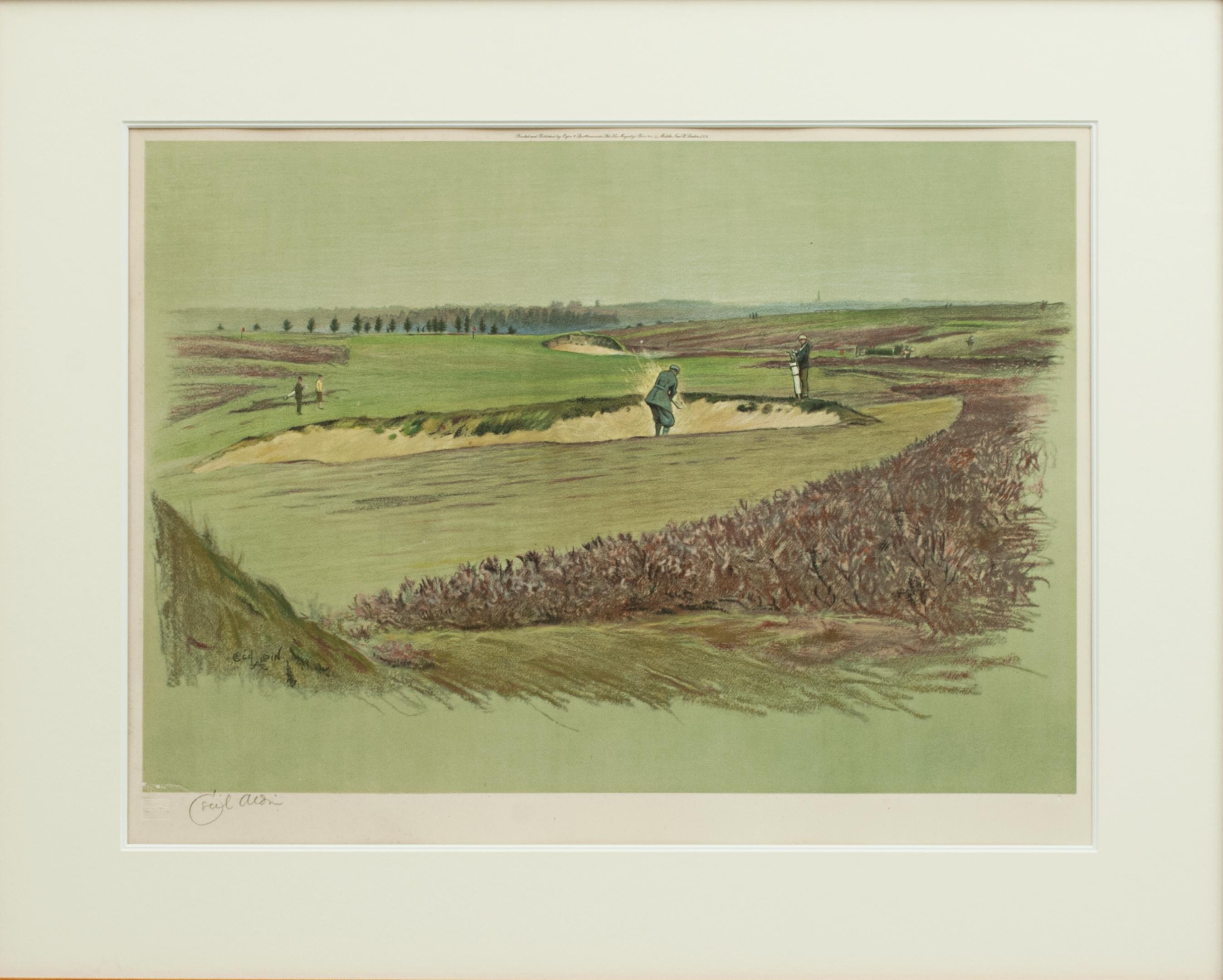 Impression originale signée Cecil Aldin Golf, Walton Heath en vente 4