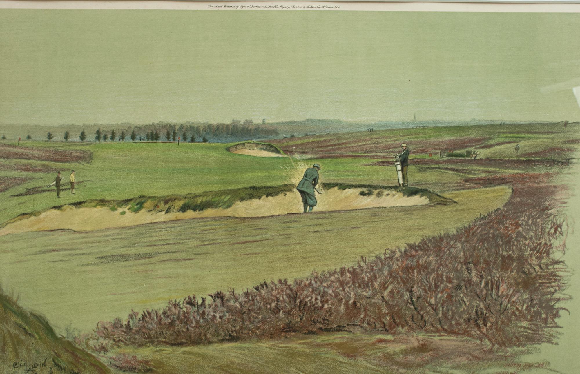 Impression originale signée Cecil Aldin Golf, Walton Heath en vente 2