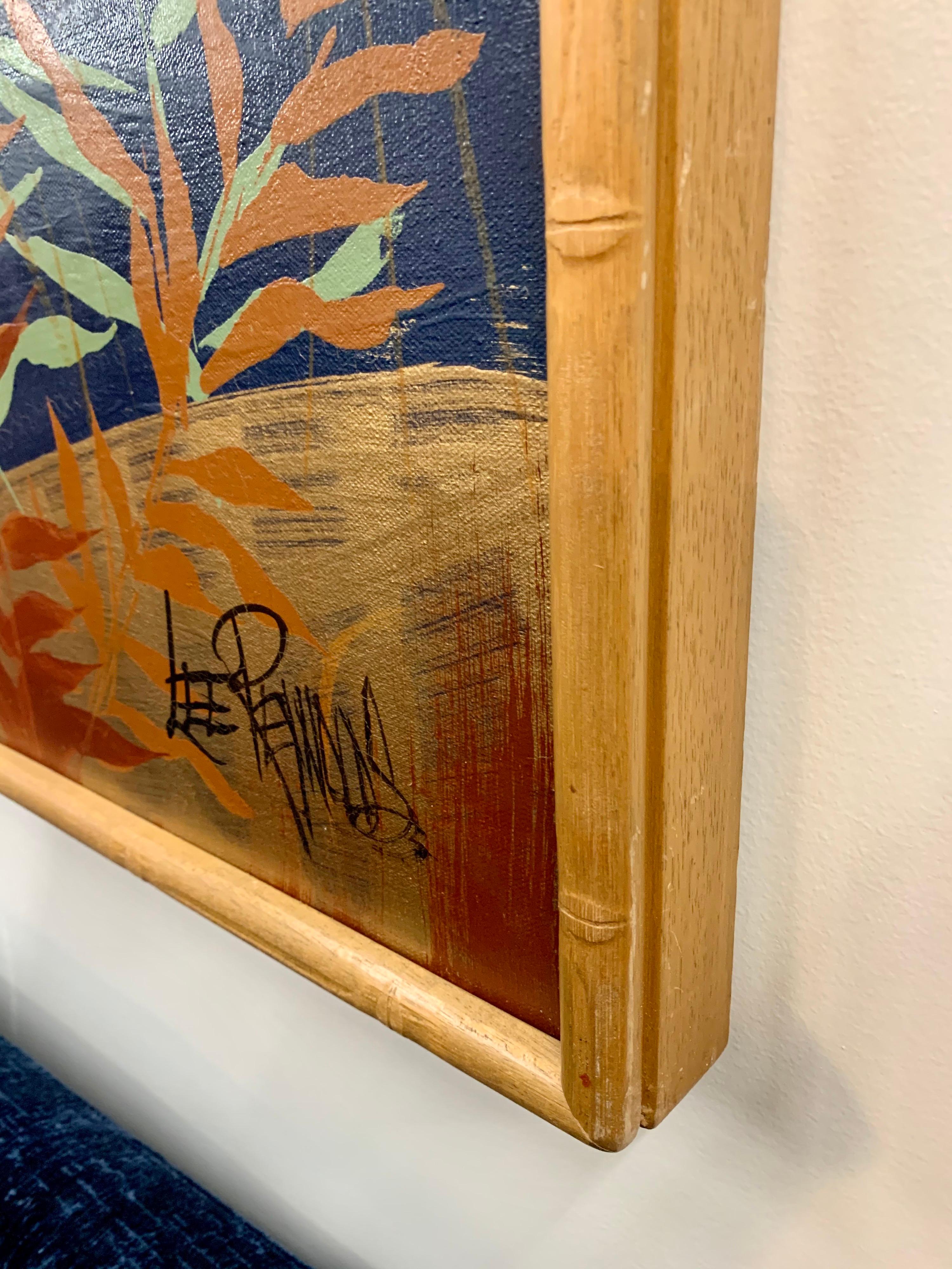 American Original Signed Chinoiserie Style Painting of a Crane by Lee Reynolds