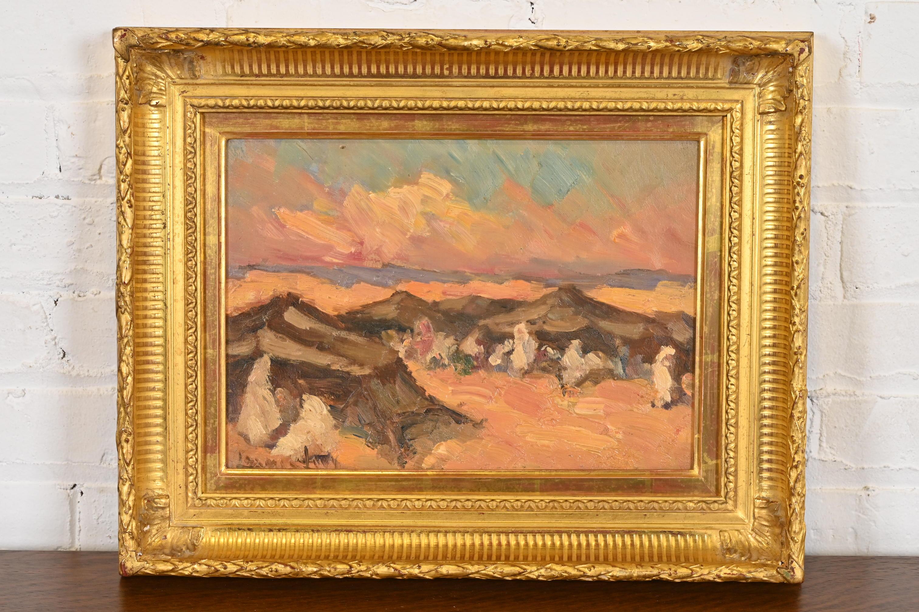 Ein schönes Original signiert abstrakte Wüste Landschaft Ölgemälde in geschnitzten vergoldeten Rahmen

Frankreich, CIRCA Anfang 20. Jahrhundert

Maße: 18,25 