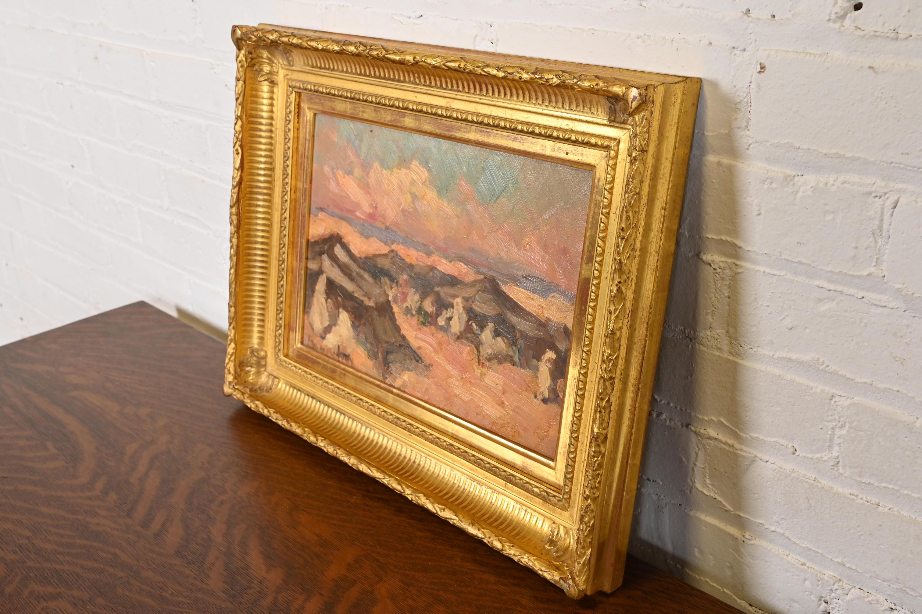Original signierte Wüste Landschaft Ölgemälde in geschnitzten Giltwood Rahmen (Französisch) im Angebot