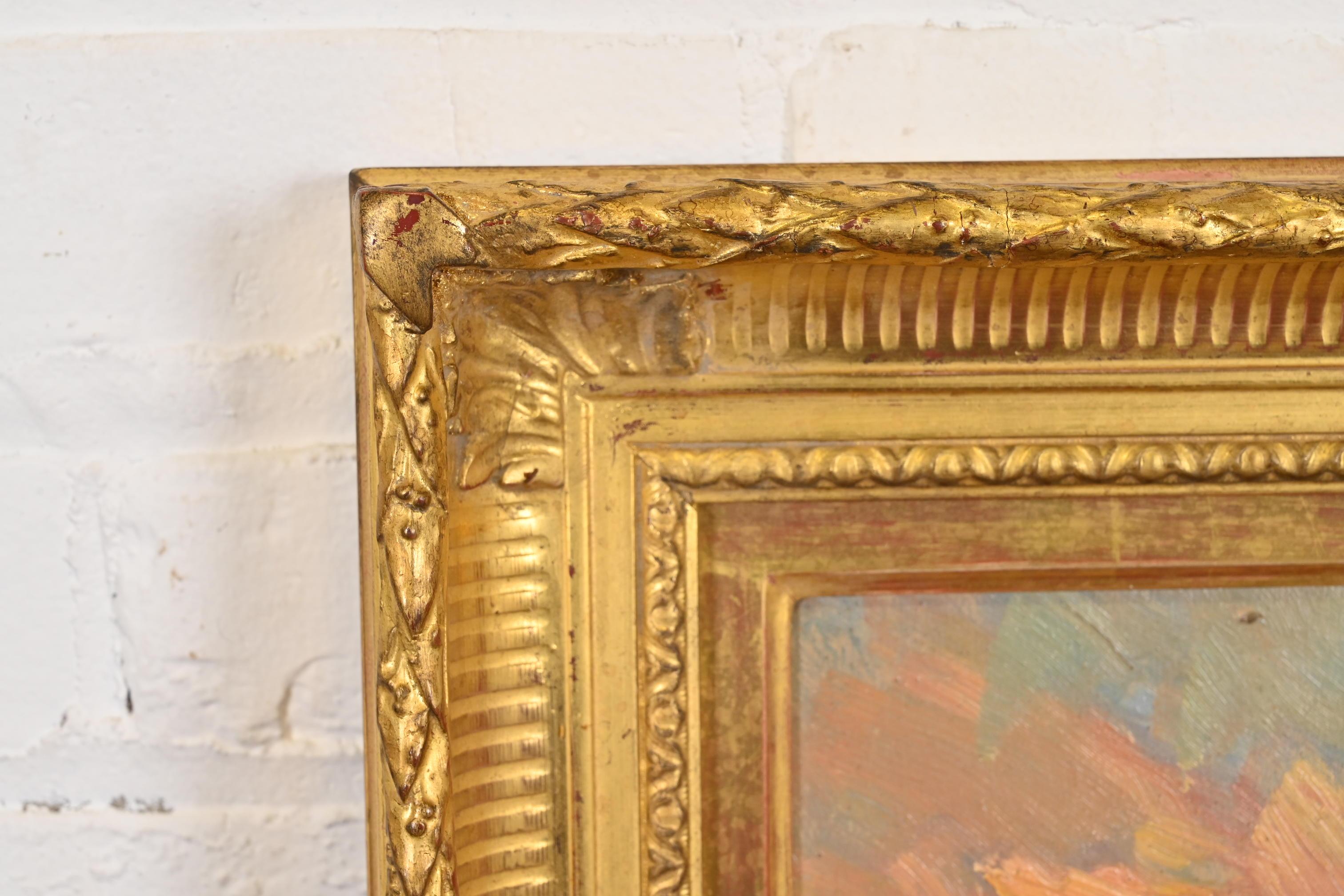 Original signierte Wüste Landschaft Ölgemälde in geschnitzten Giltwood Rahmen im Angebot 1