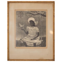 Original Signed Doris Lee Midcentury Lithographic Print Entitled “Dove"
