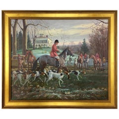 Original Signed Edward Tomasiewicz Oil Painting Fox Hunt