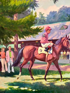 Original signiertes Ölgemälde von Edward Tomasiewicz, Pferde vor den Saratoga-Rennen