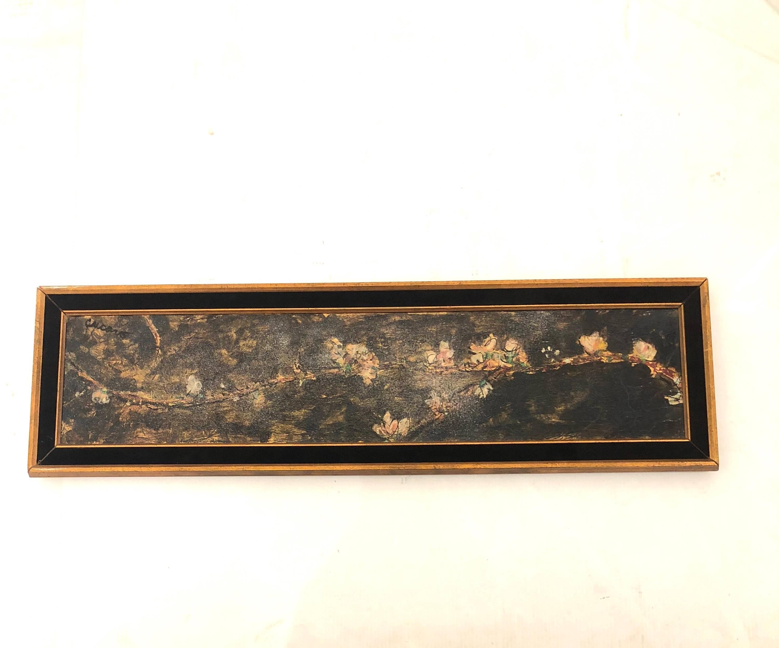 Beautiful original floral scene ,oil on canvas signed by Pascal Cucaro, California listed artist from San Francisco, original gold frame , can be hang horizontal or vertical.
