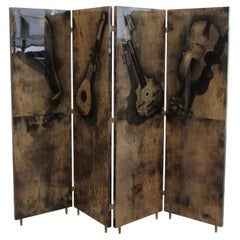 Original SIGNED Folding Screen 'Strumenti Musicali' by Aldo TURA, Italy 1960s