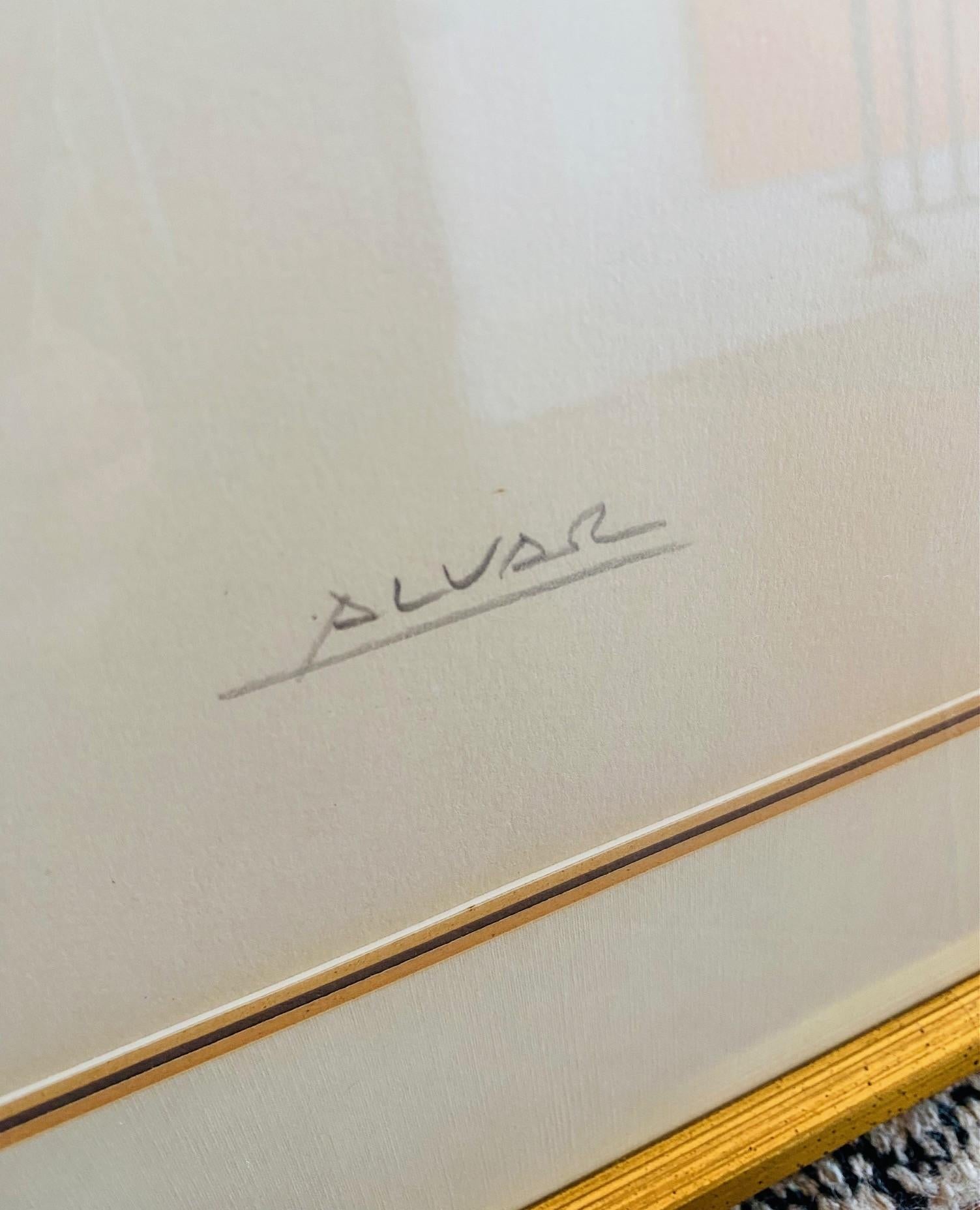 Pressato Litografia originale incorniciata e firmata: Comico nel camerino di Sunol Alvar in vendita