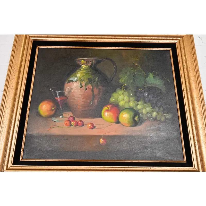 Toile Nature morte à l'huile originale signée de Frank French en vente