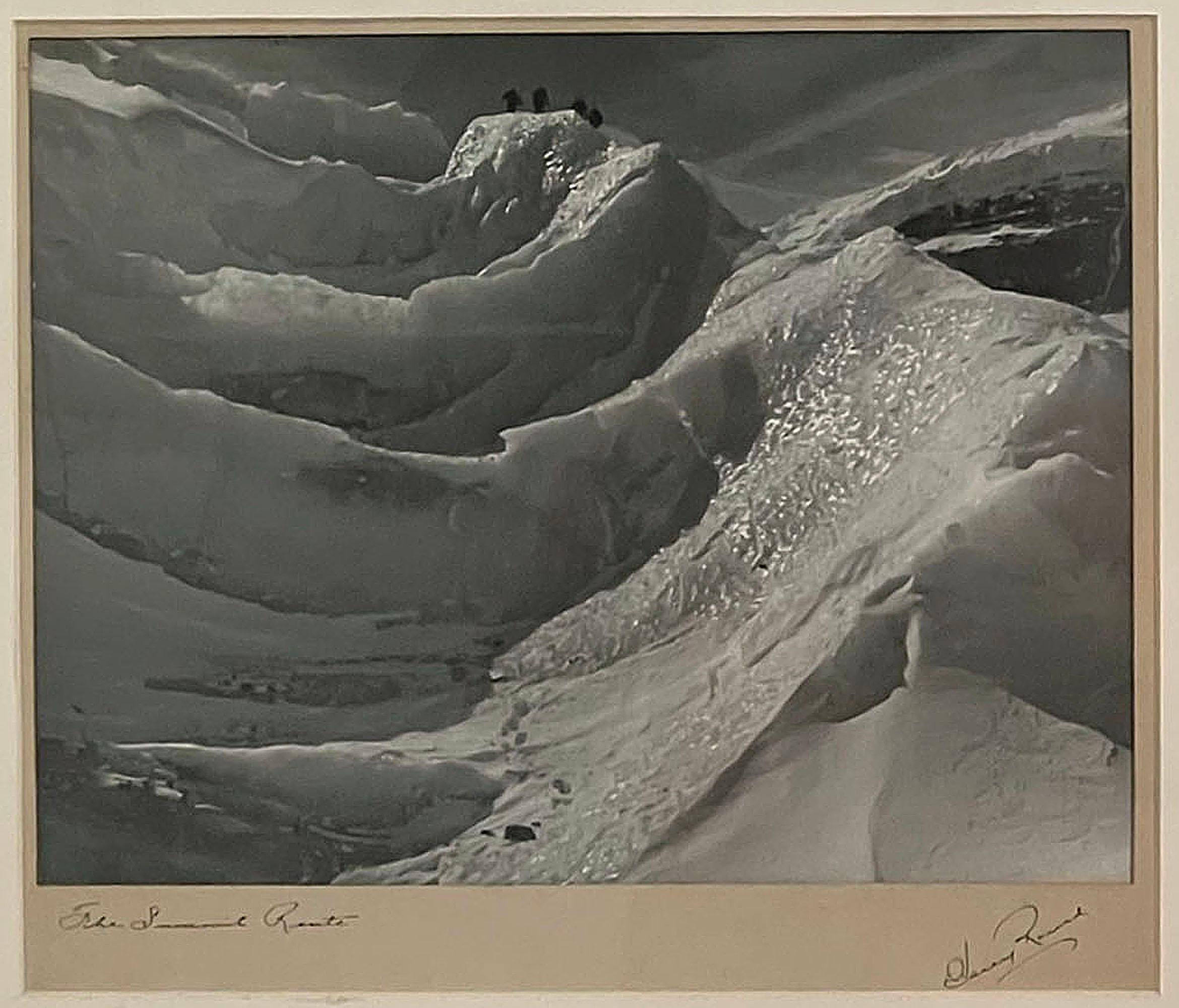 An original signed silver gelatin print entitled “The Summit Route” photographed in the northern Rockies by the important Canadian photojournalist Harry Rowed, ca. 1930-40s. Rowed gained recognition after being chosen to cover the infamous 1936