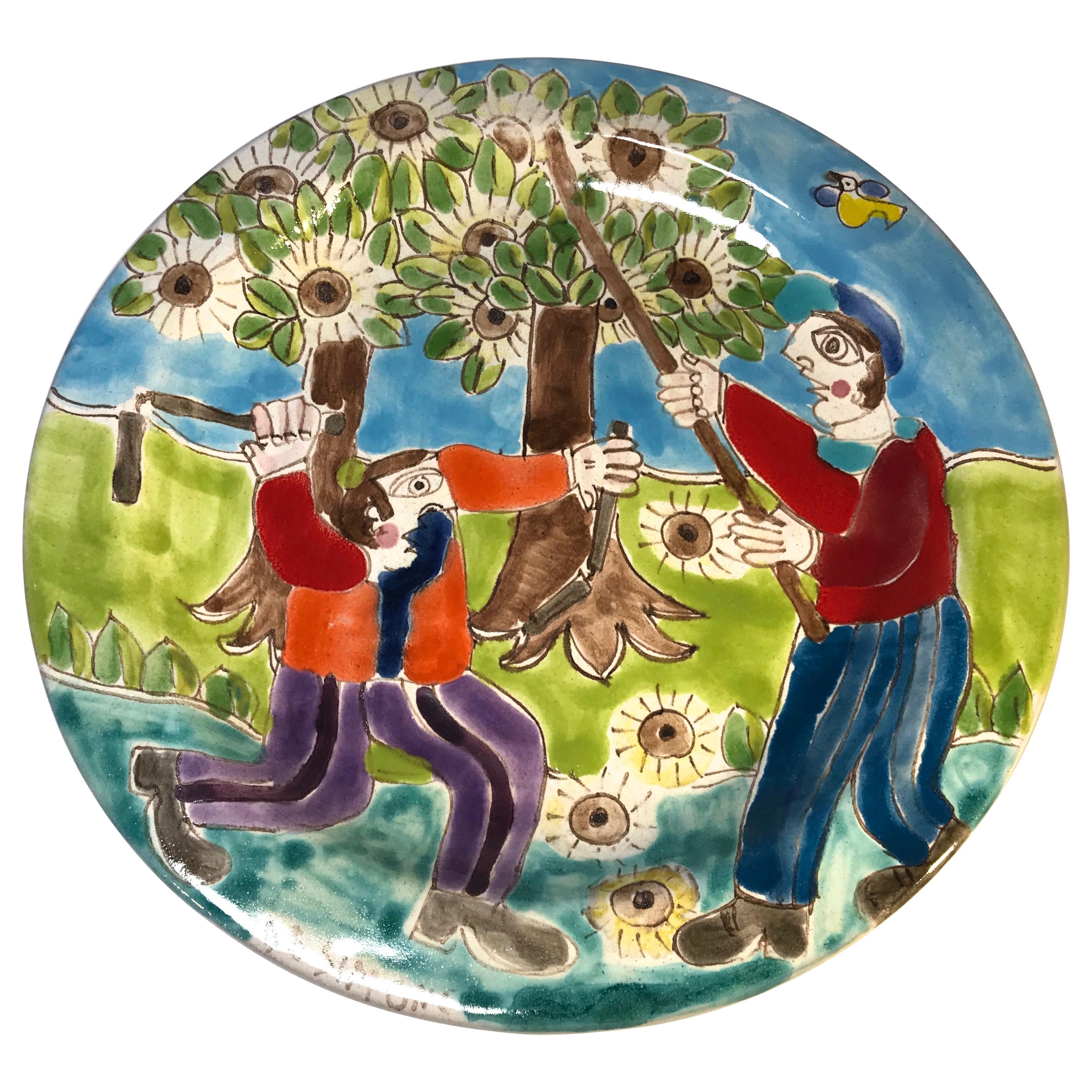 Original Signed Giovanni DeSimone, Chestnut Harvest Hand Painted Ceramic Plate