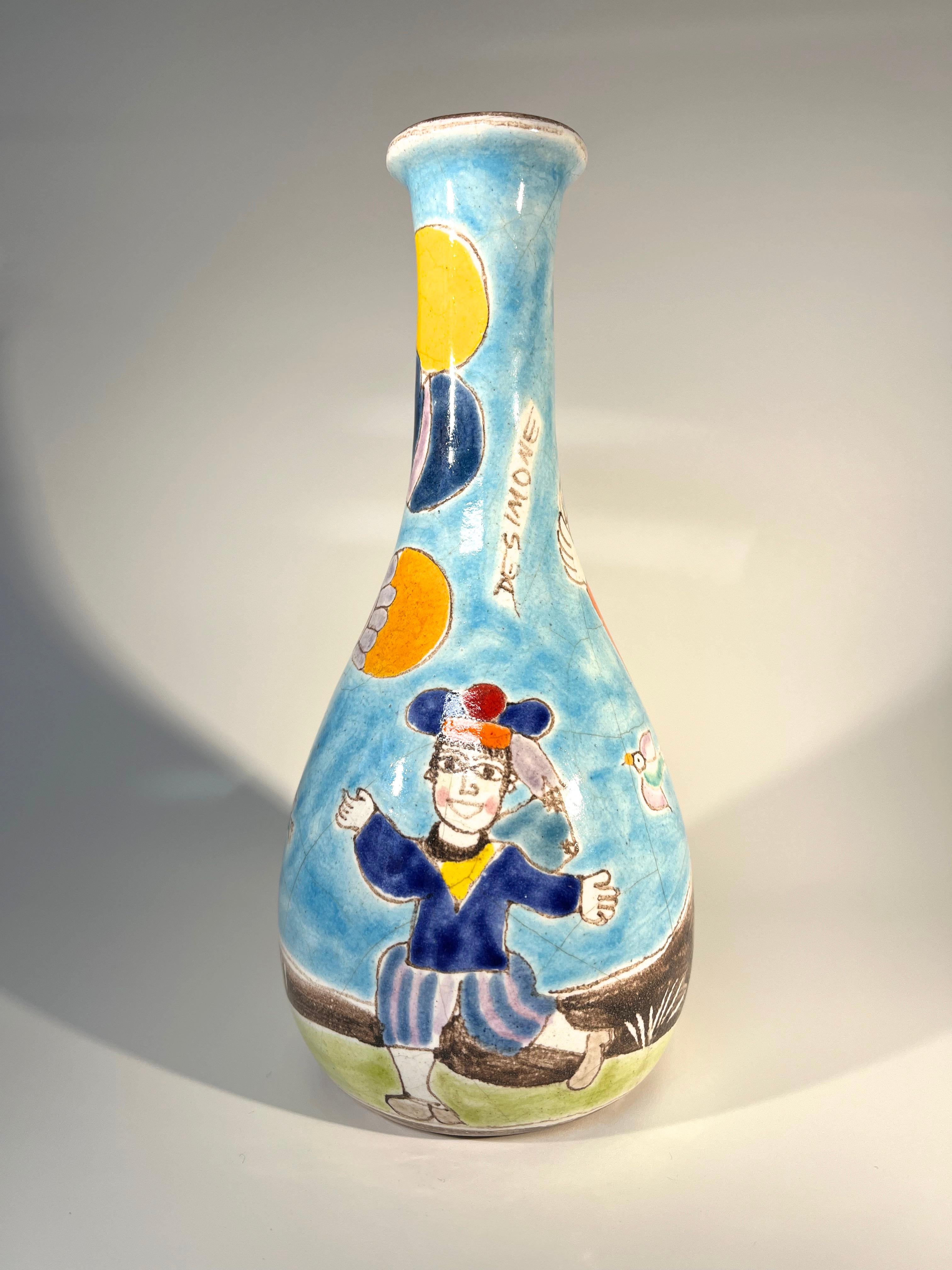 Peint à la main Vase en céramique italienne Balloons peint à la main et signé Giovanni DeSimone  en vente