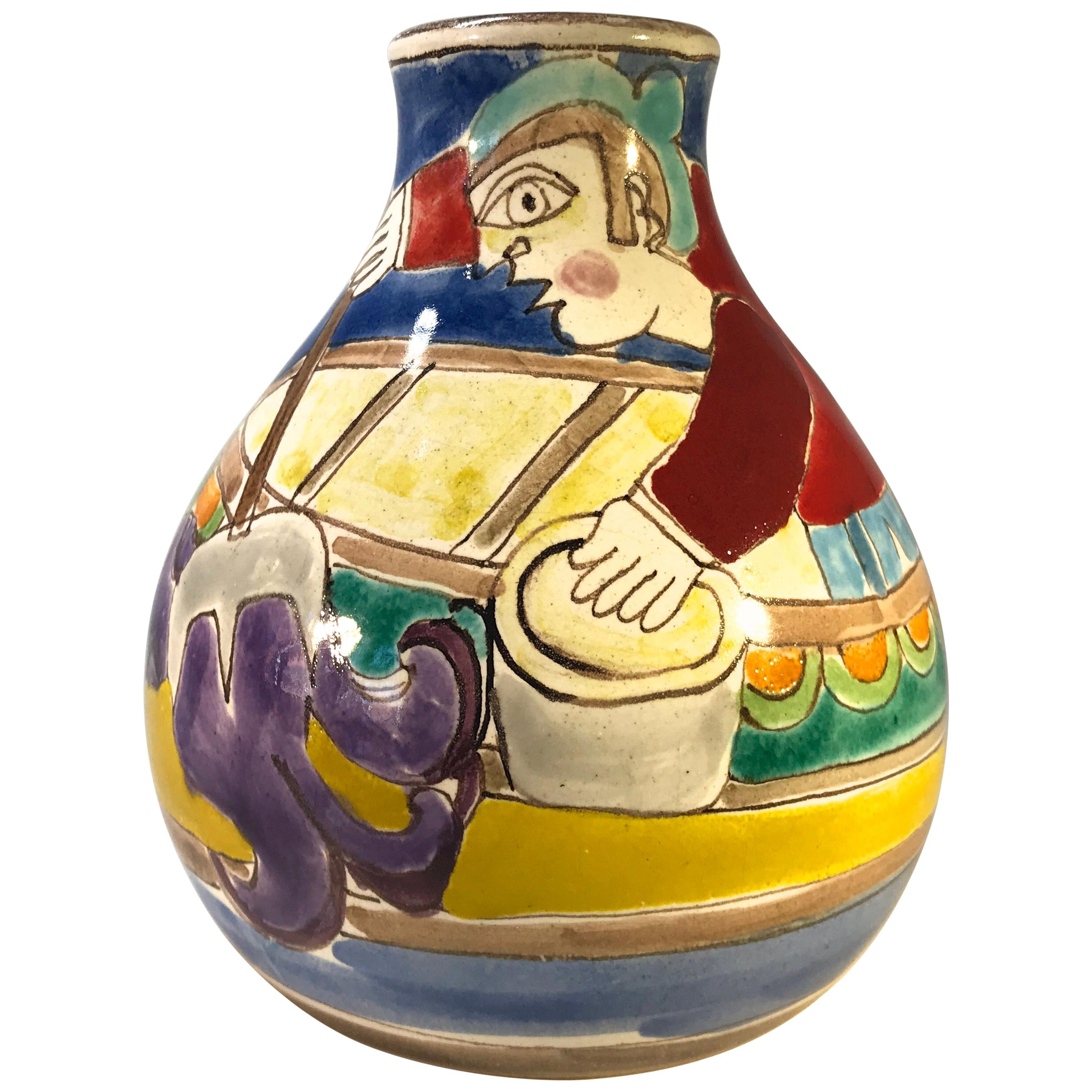 Vaso Da Fiori In Ceramica Con Design Astratto - Decorazione Vintage Moderna - Altezza 23 Cm, Larghezza 7,8 Cm - Per Piante Grasse E Fiori Secchi