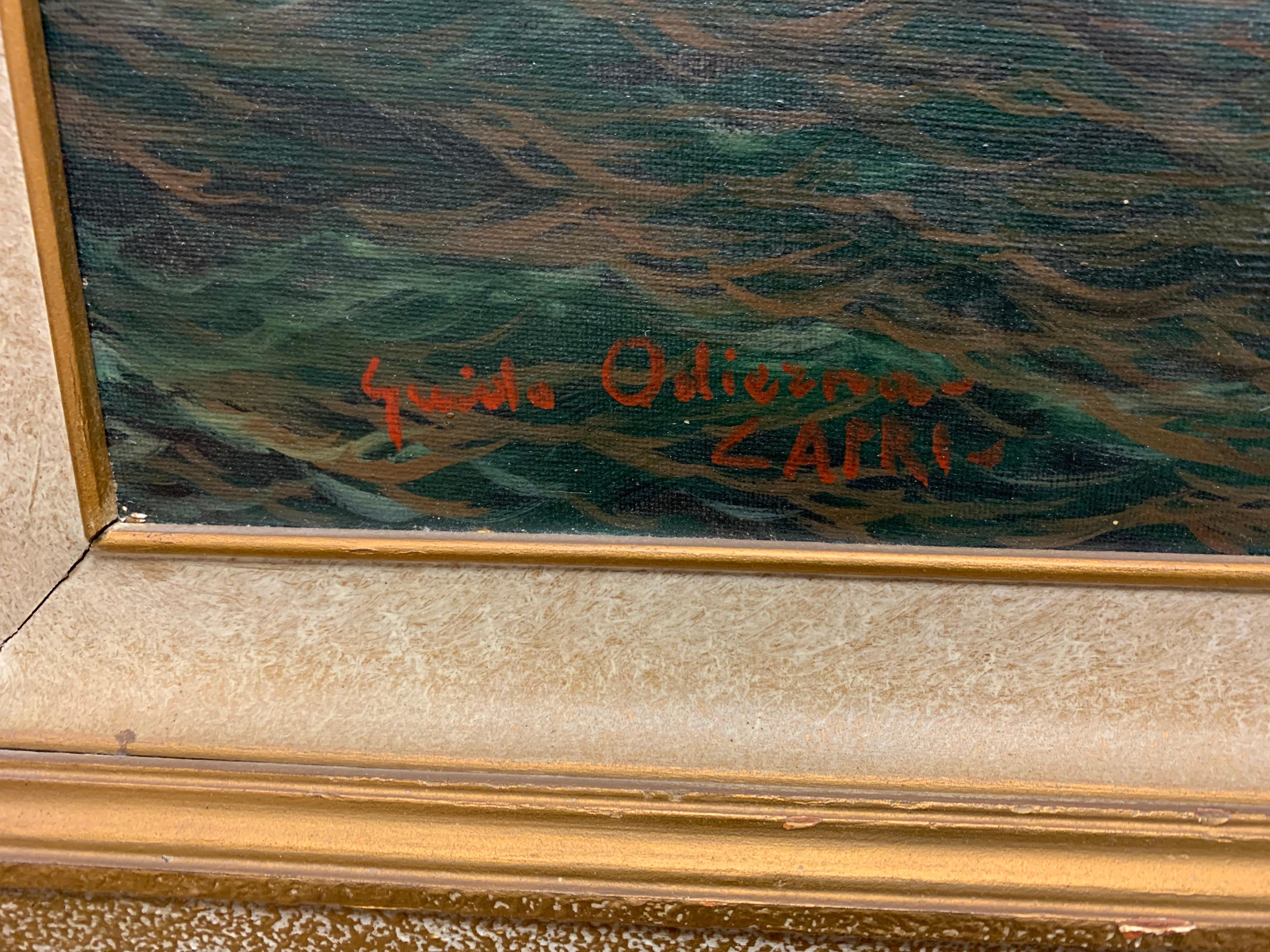 Original Signed Guido Odierna “Capri” Oil on Canvas Seascape 5