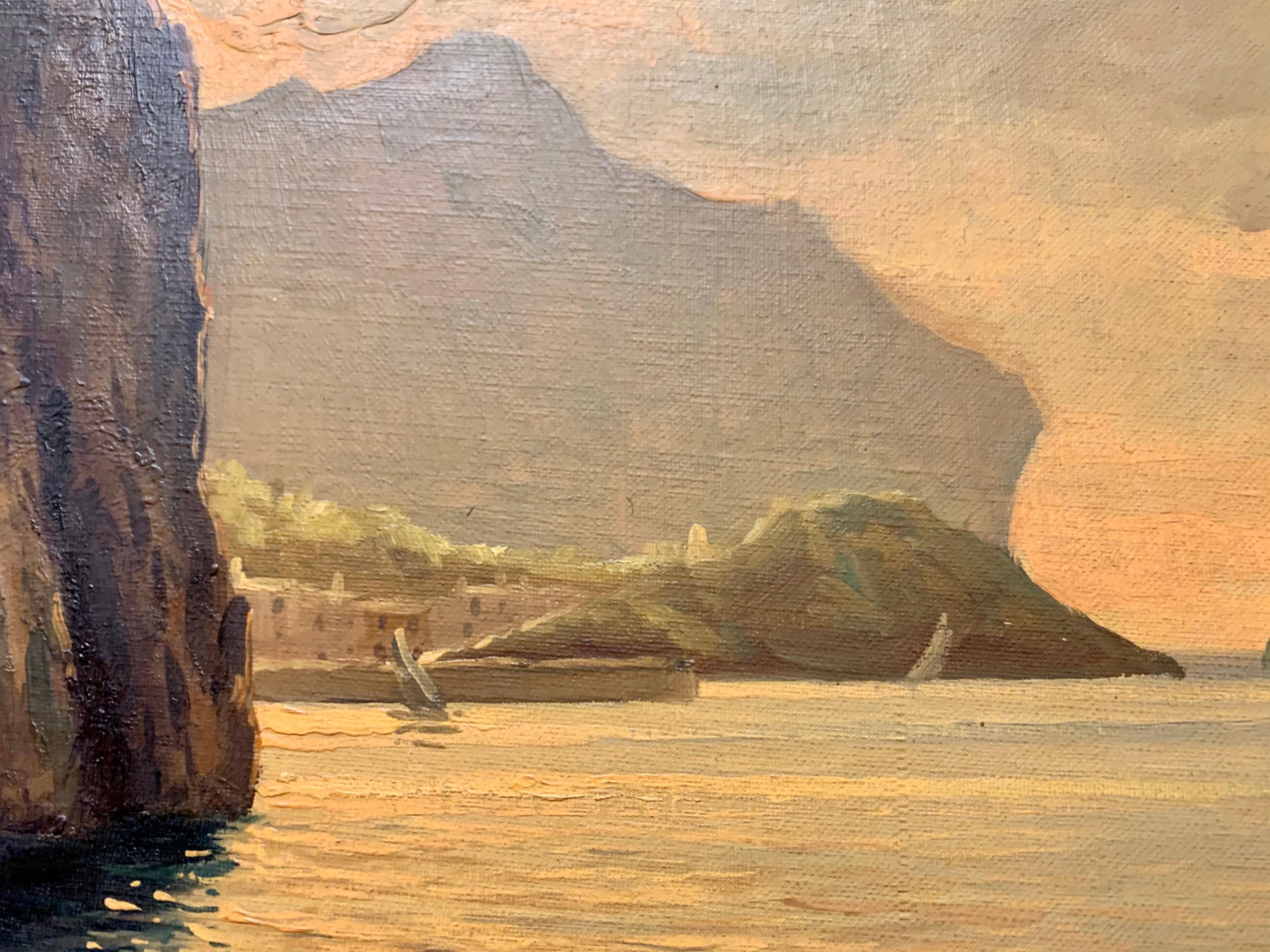 Original Signed Guido Odierna “Capri” Oil on Canvas Seascape 8