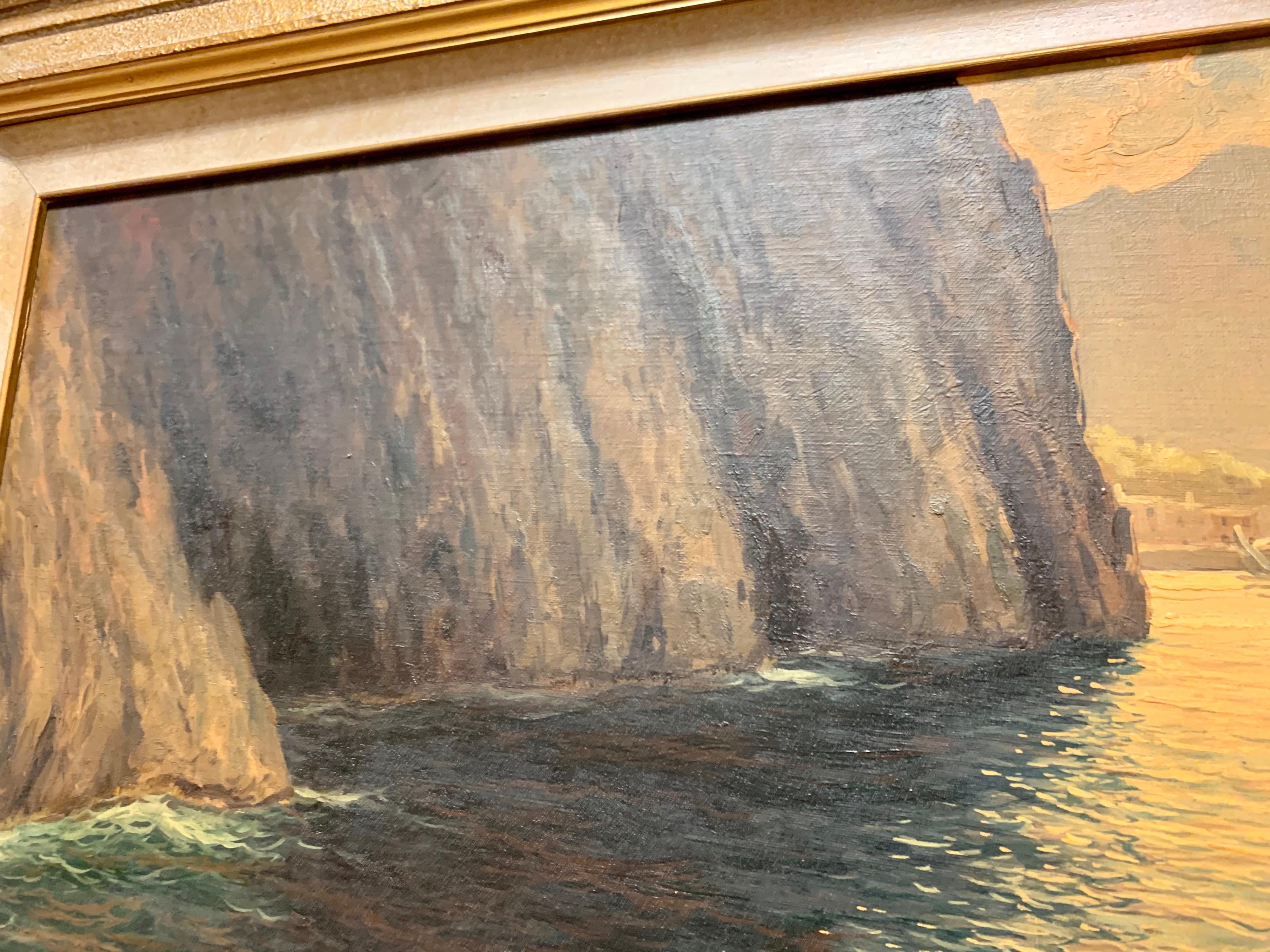 Original Signed Guido Odierna “Capri” Oil on Canvas Seascape 9
