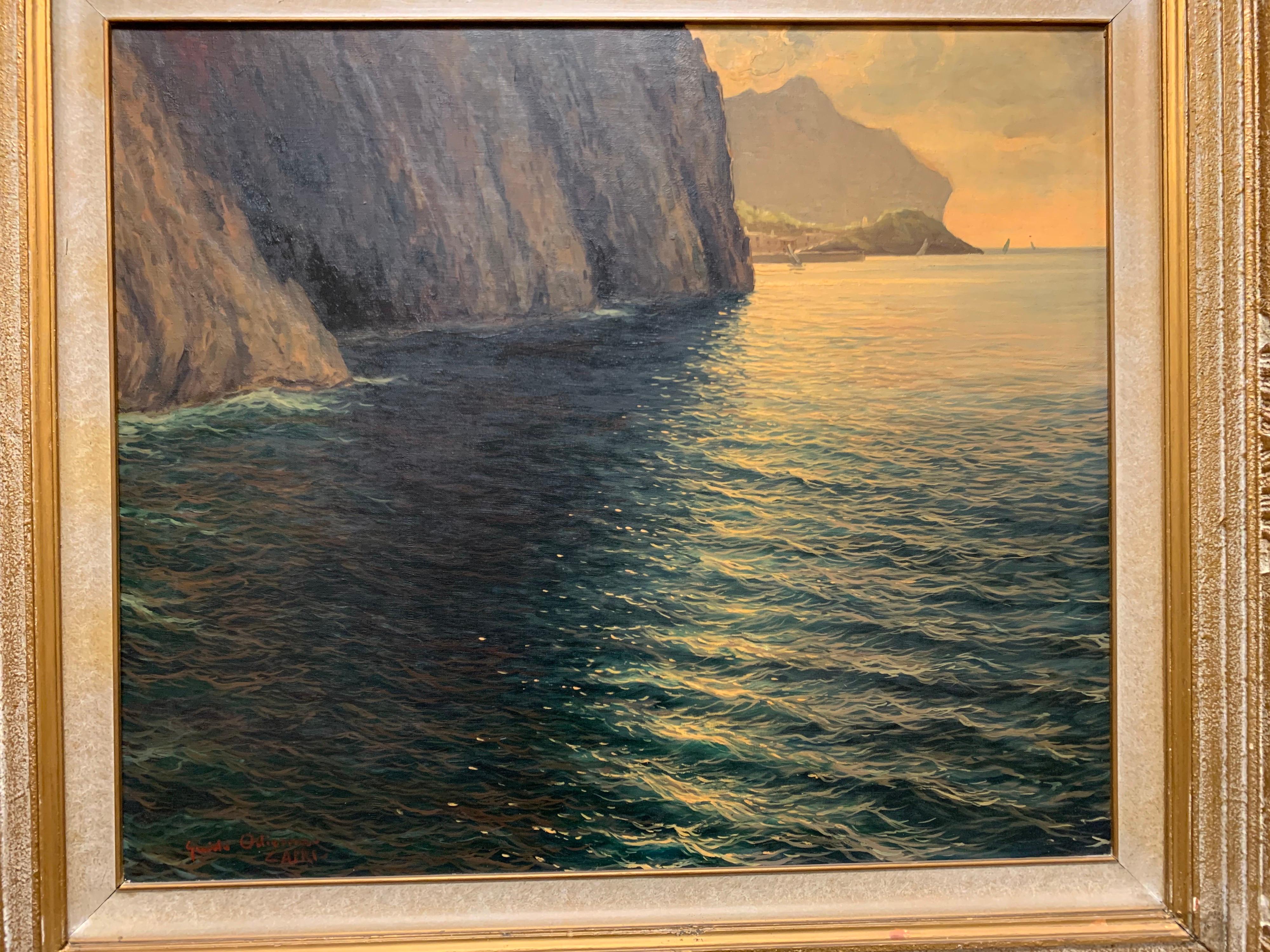 Original Signed Guido Odierna “Capri” Oil on Canvas Seascape 10