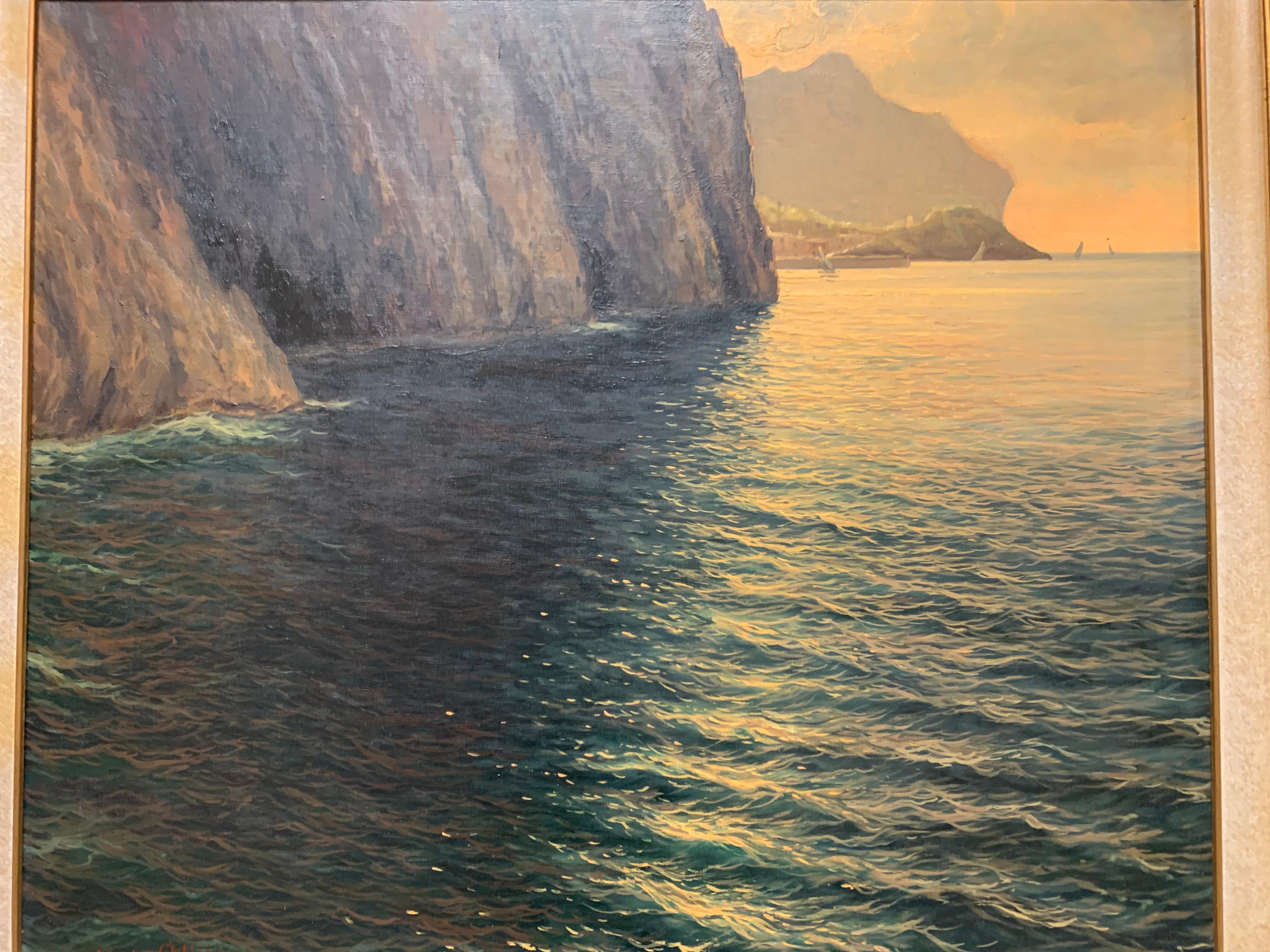 Original Signed Guido Odierna “Capri” Oil on Canvas Seascape 11