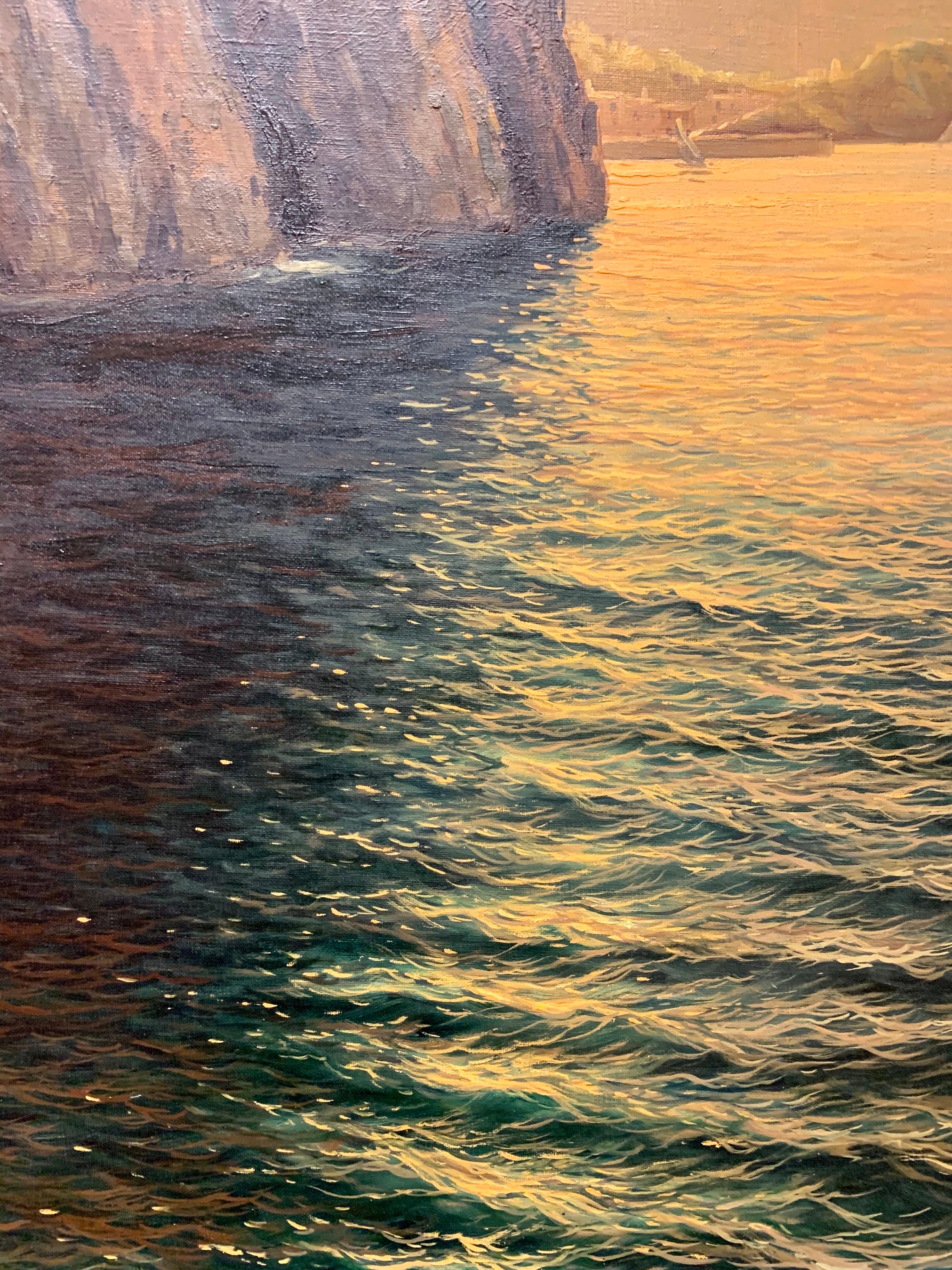 Italian Original Signed Guido Odierna “Capri” Oil on Canvas Seascape