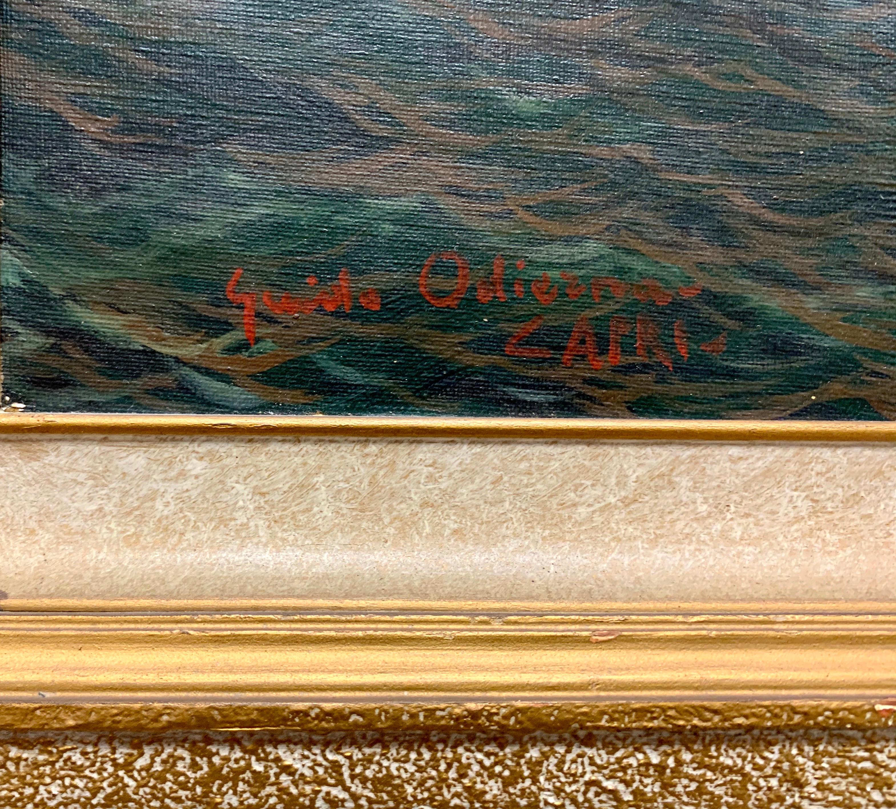 Original Signed Guido Odierna “Capri” Oil on Canvas Seascape In Good Condition In West Hartford, CT
