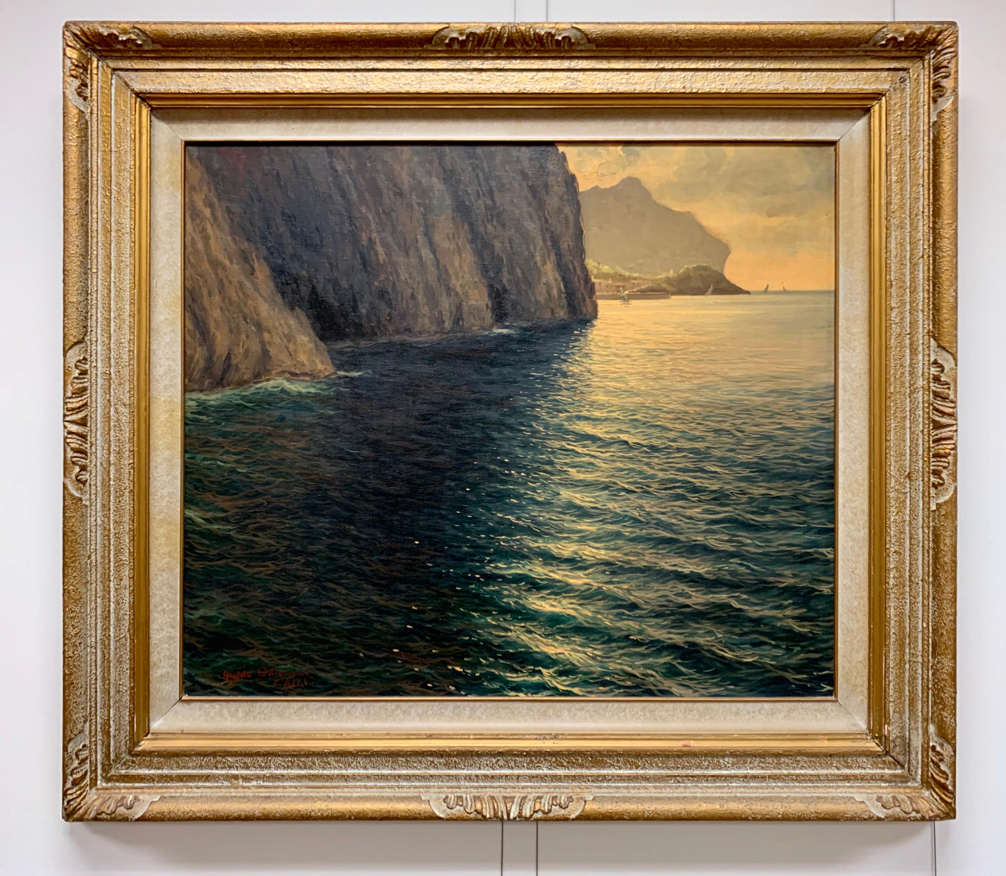 Original Signed Guido Odierna “Capri” Oil on Canvas Seascape 2