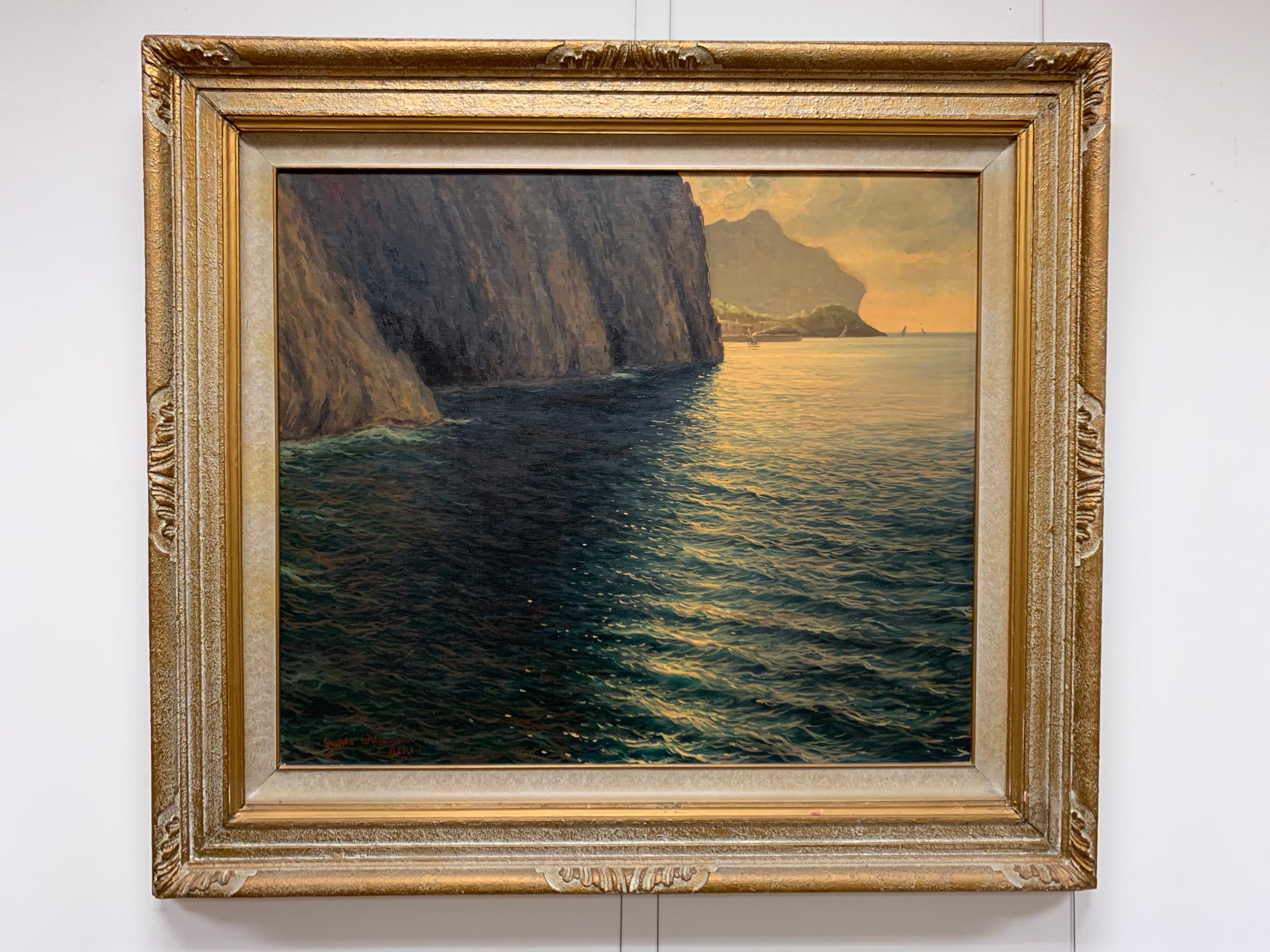 Original Signed Guido Odierna “Capri” Oil on Canvas Seascape 3
