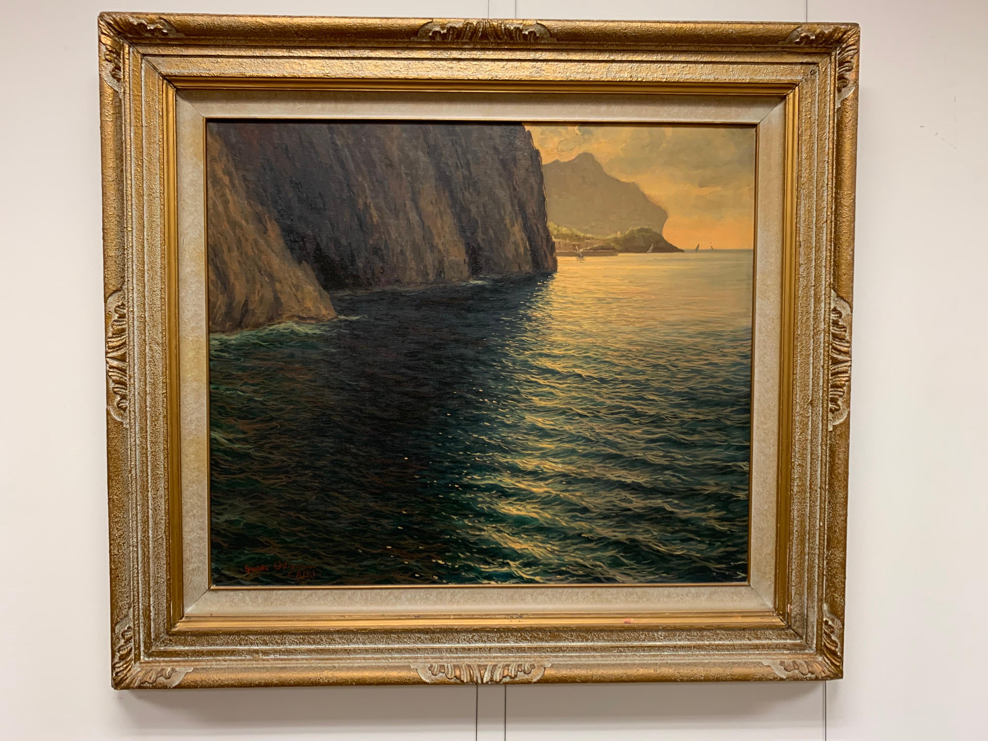 Original Signed Guido Odierna “Capri” Oil on Canvas Seascape 4