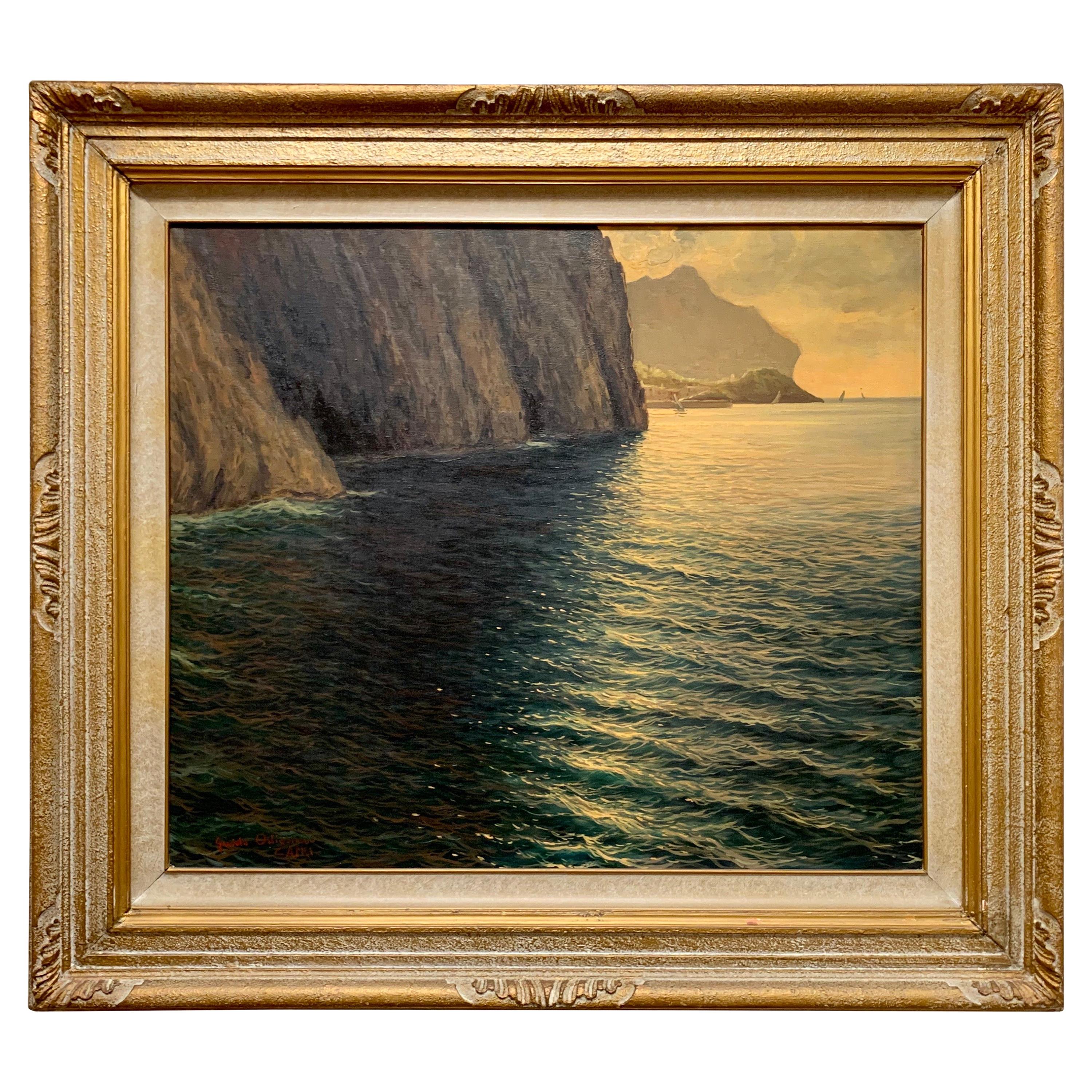Original Signed Guido Odierna “Capri” Oil on Canvas Seascape
