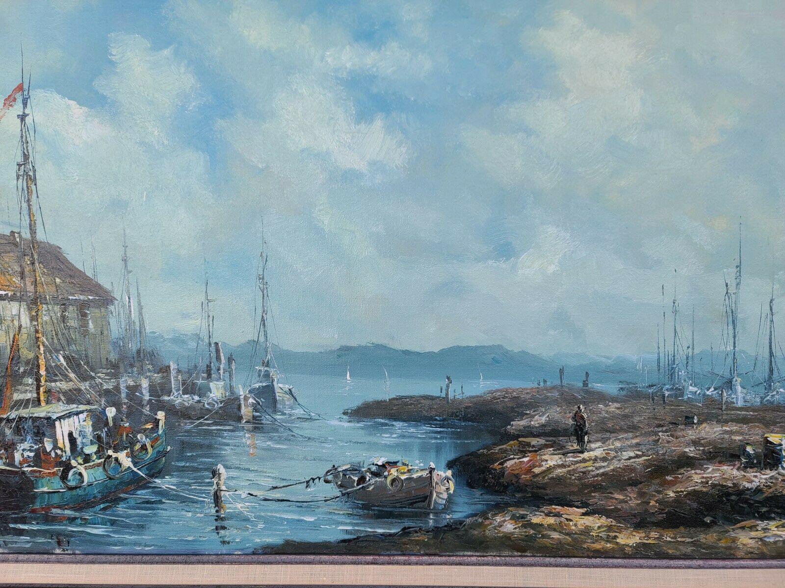20th Century Original Signed Haywood Seascape Landscape Oil Painting For Sale