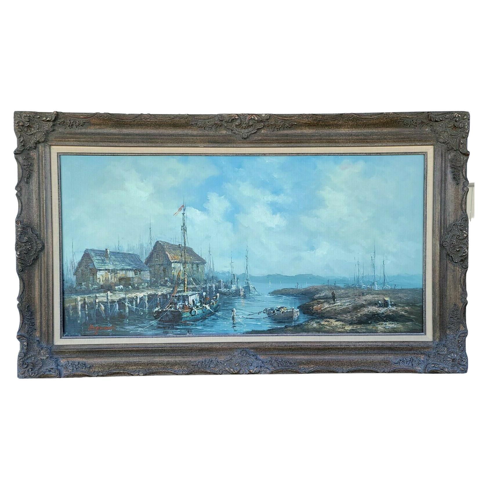 Original Signed Haywood Seascape Landscape Oil Painting For Sale