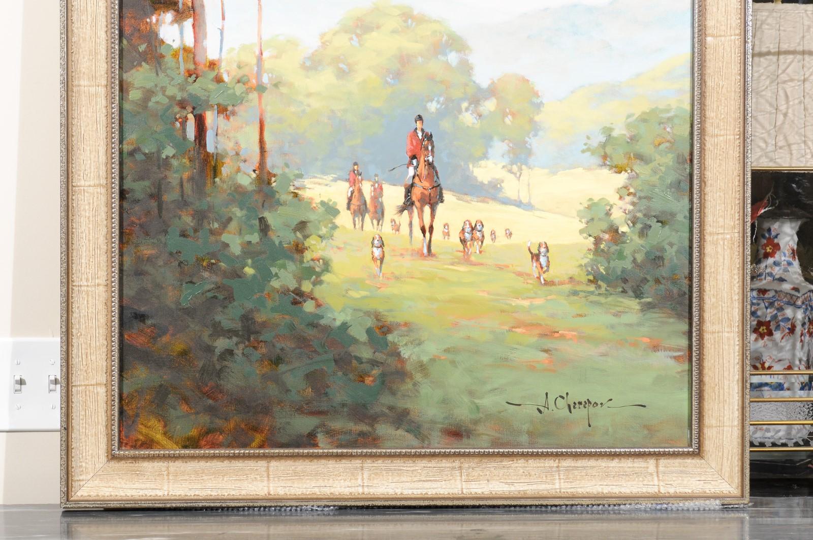 Original Signed Hunt Scene Painting In New Condition For Sale In Chamblee, GA