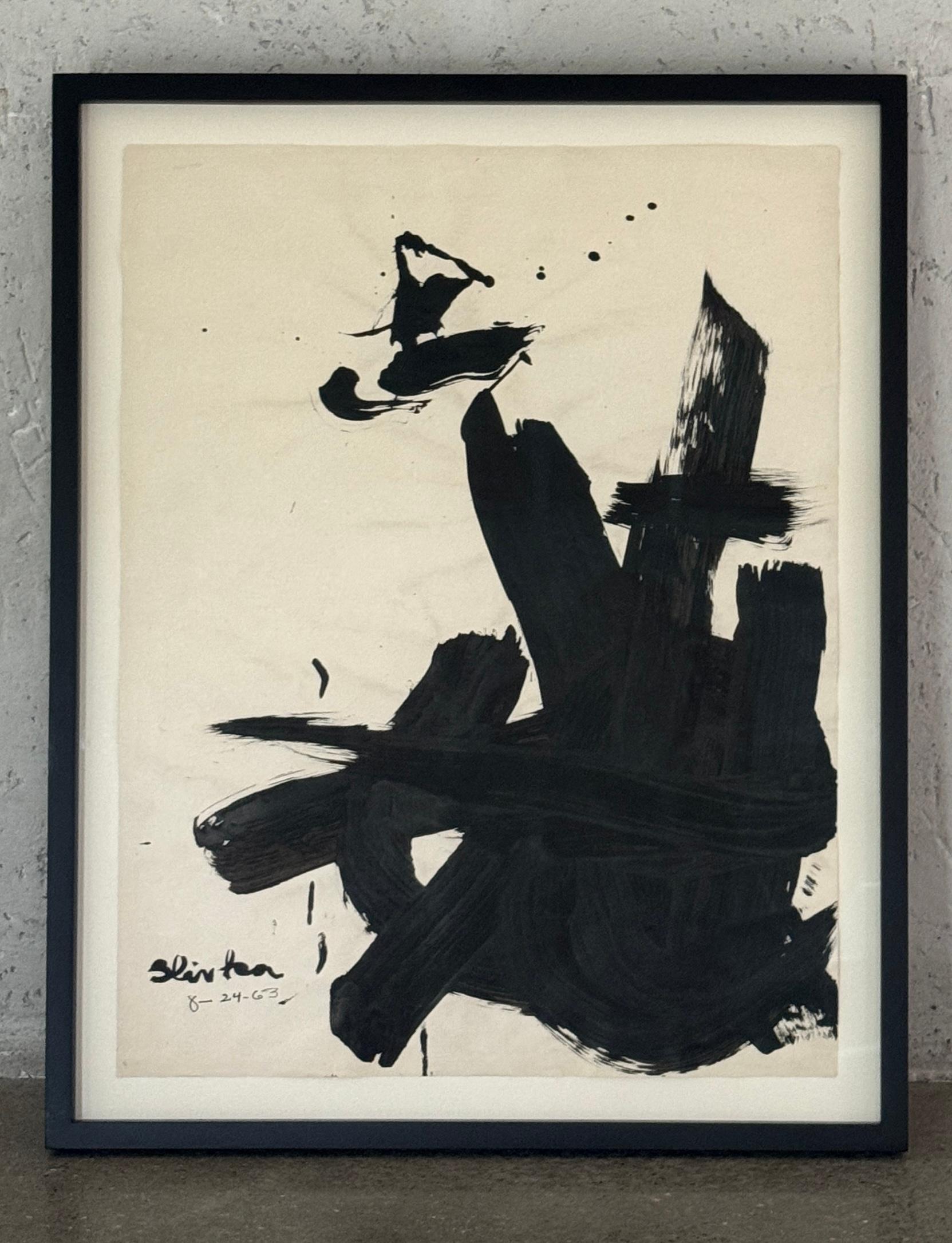 Pintura original firmada de inspiración japonesa de David Slivka-Sin título 4 Papel en venta