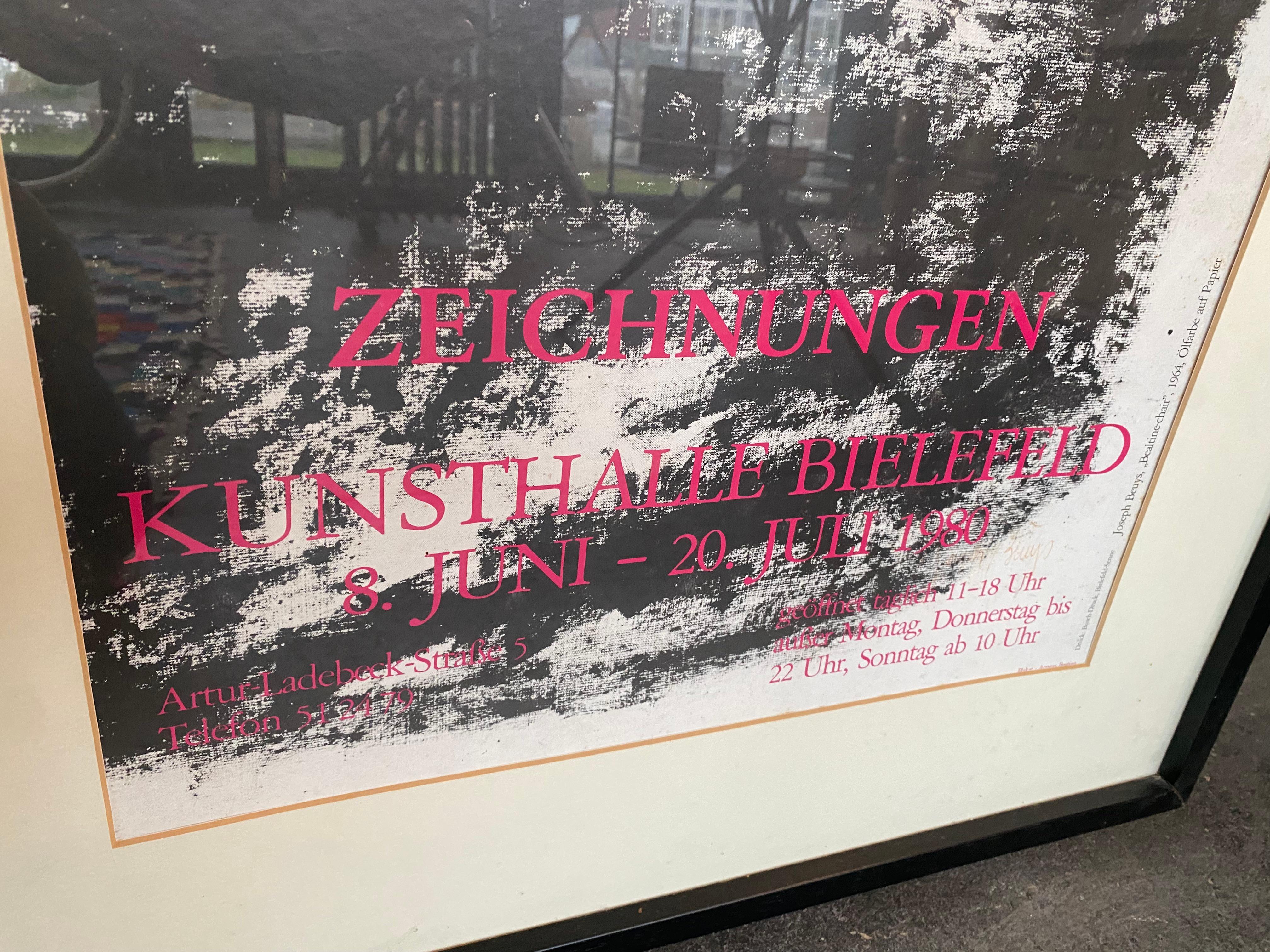 Original signiertes Joseph Beuys Ausstellungsplakat 1980 Gerahmtes „Zeichnungen“, gerahmt im Angebot 13