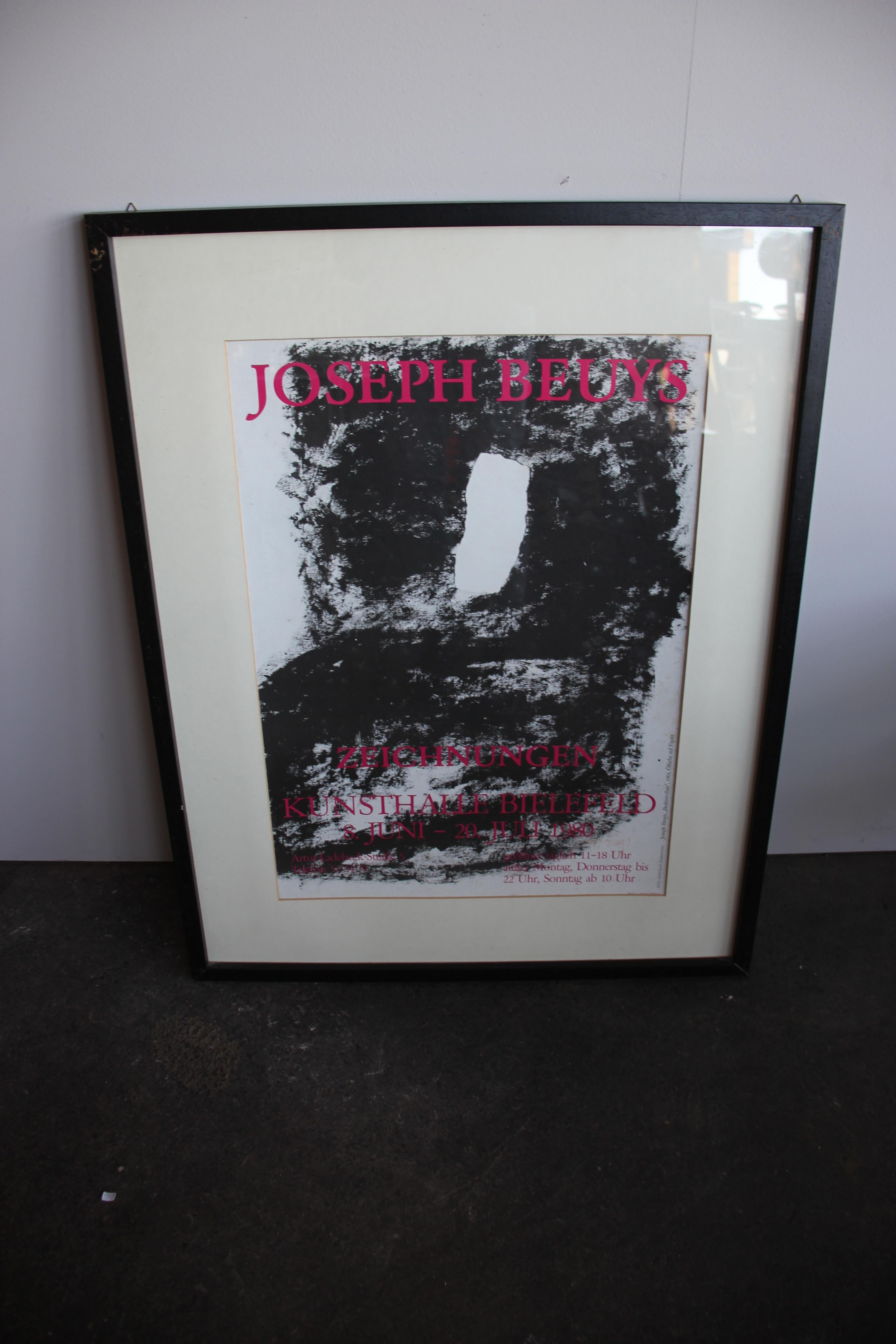 Post-Modern Original Signed Joseph Beuys Exhibition Poster 1980 Framed 