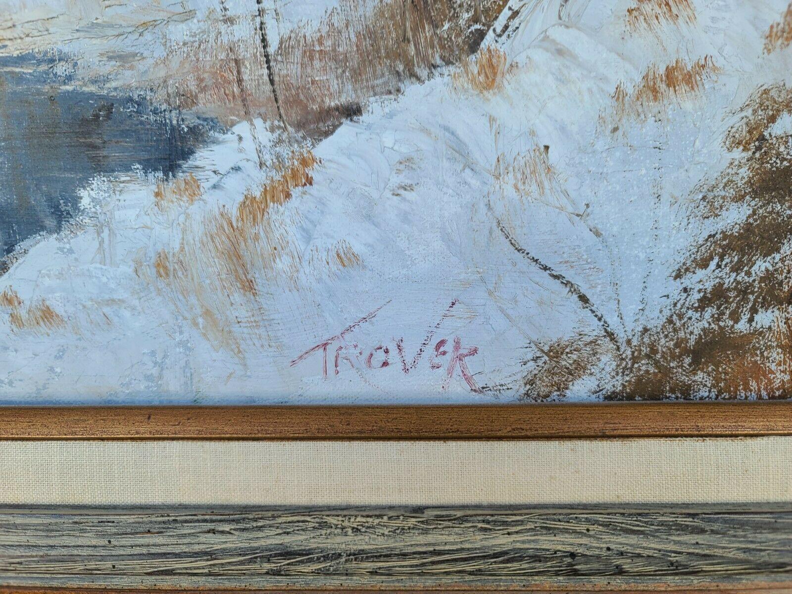 20th Century Original Signed Joseph Trover Oil Painting of Winter Landscape
